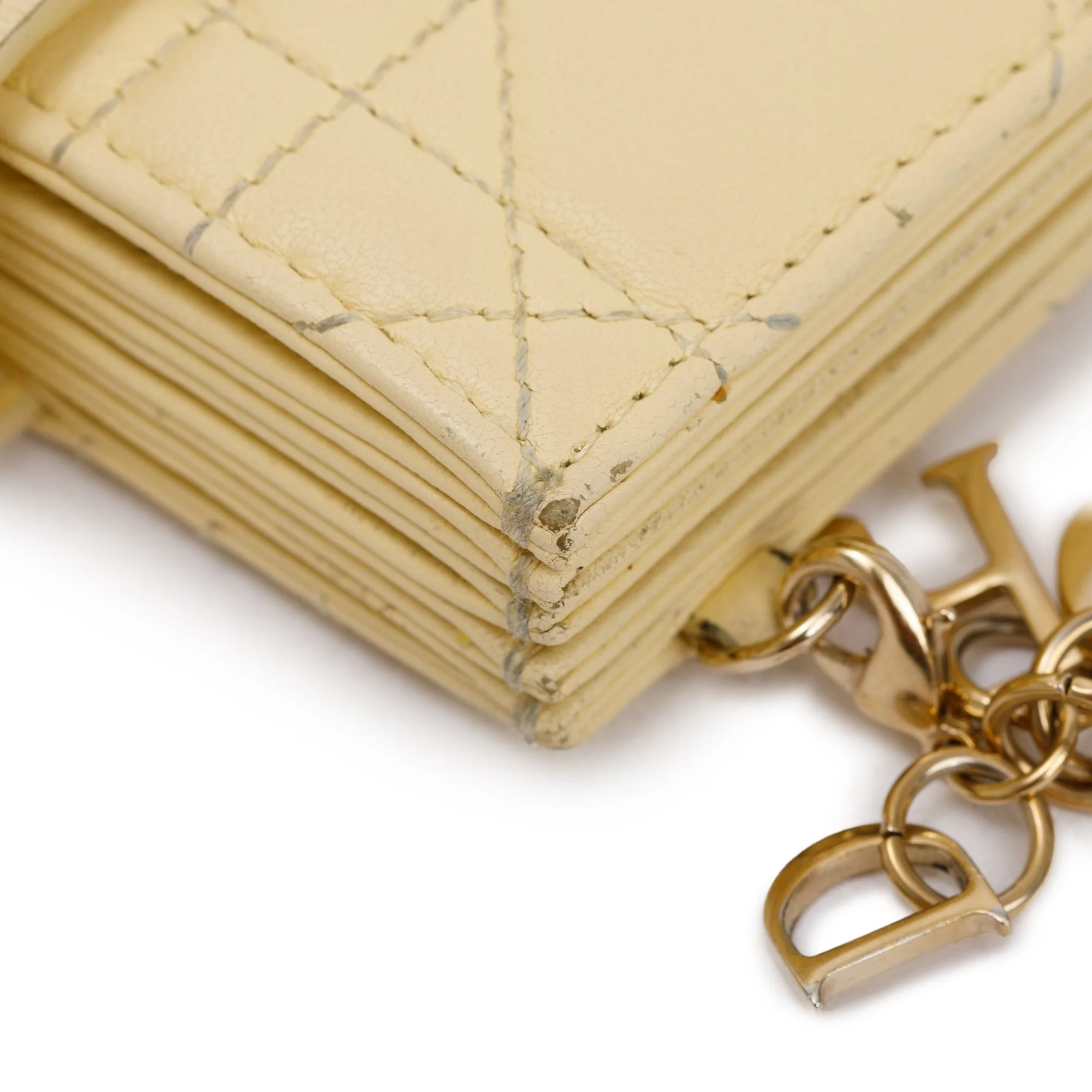 Christian Dior 2021 Yellow Cannage Lambskin Leather Lady Dior 5-Gusset Card Holder - Image 8
