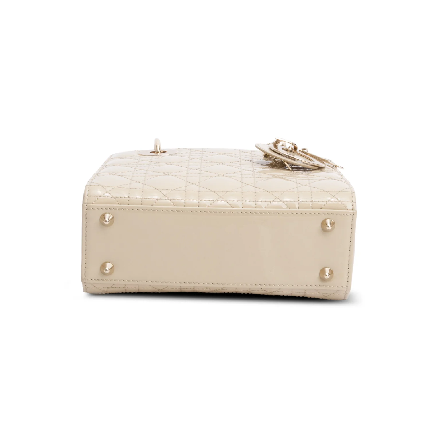 Christian Dior 2022 Beige Patent Cannage Leather Small Lady Dior w/ Strap - Image 7