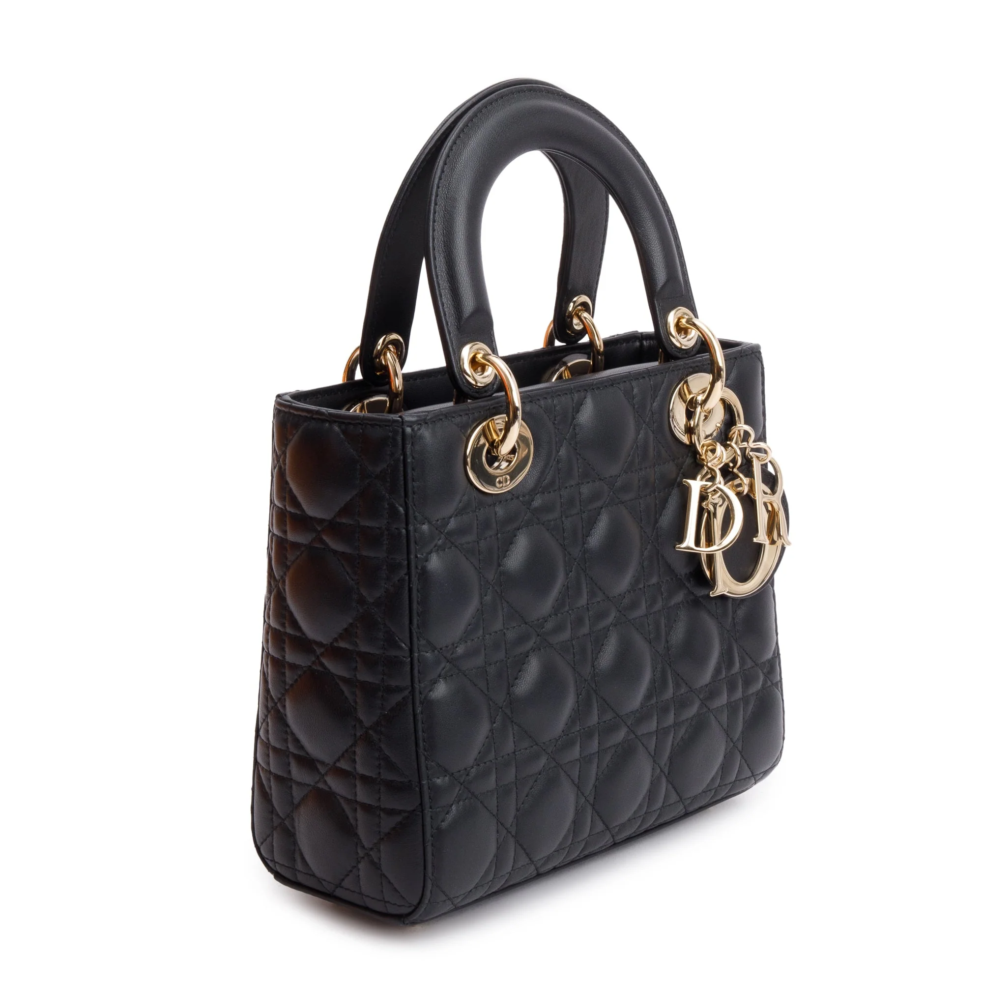 Christian Dior 2022 Black Cannage Lambskin Leather Small Lady Dior Bag w/ Box, Authenticity Card & Strap - Image 5