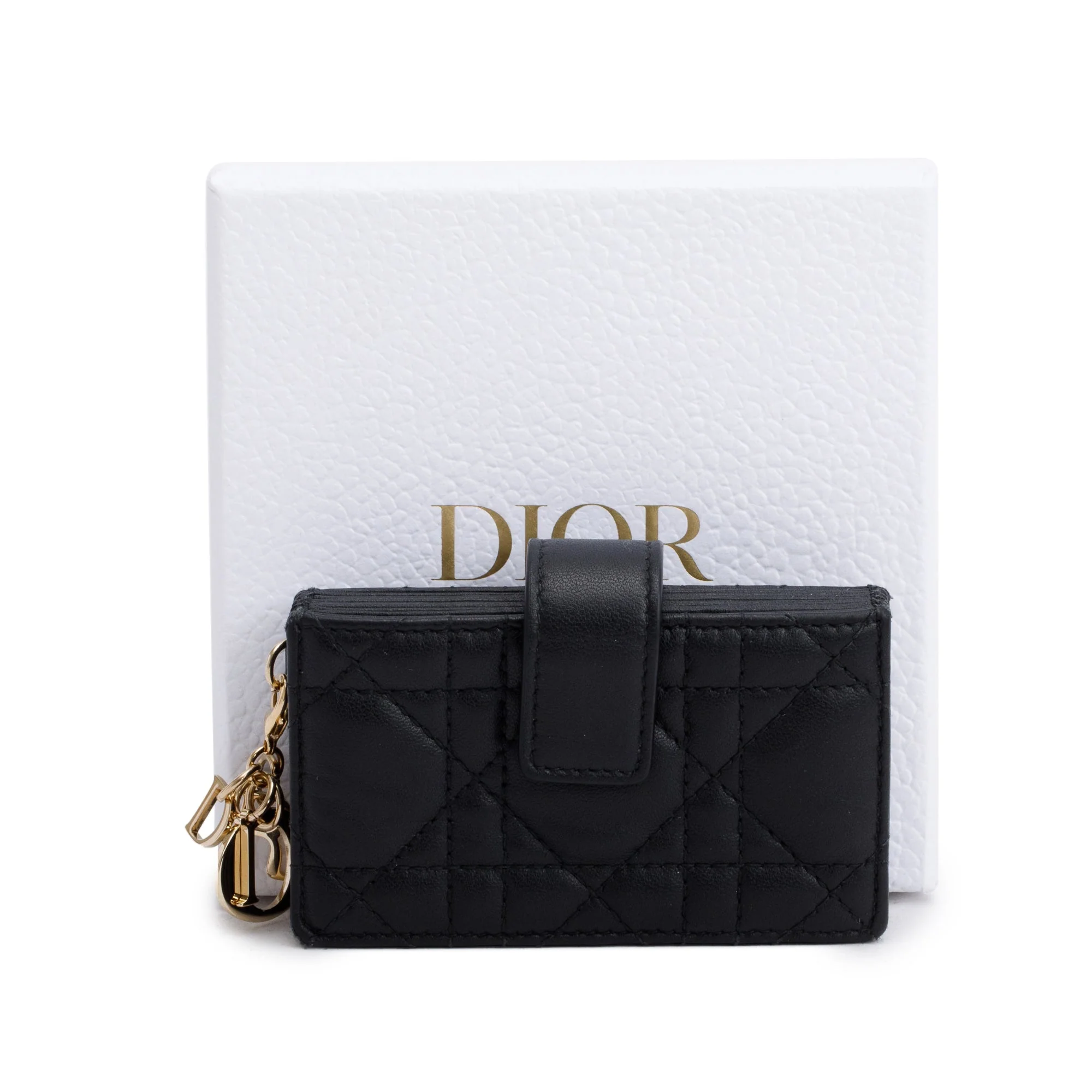 Christian Dior 2022 Black Cannage Leather Lady Dior Jasmin Card Holder w/ Box & Receipt - Image 2