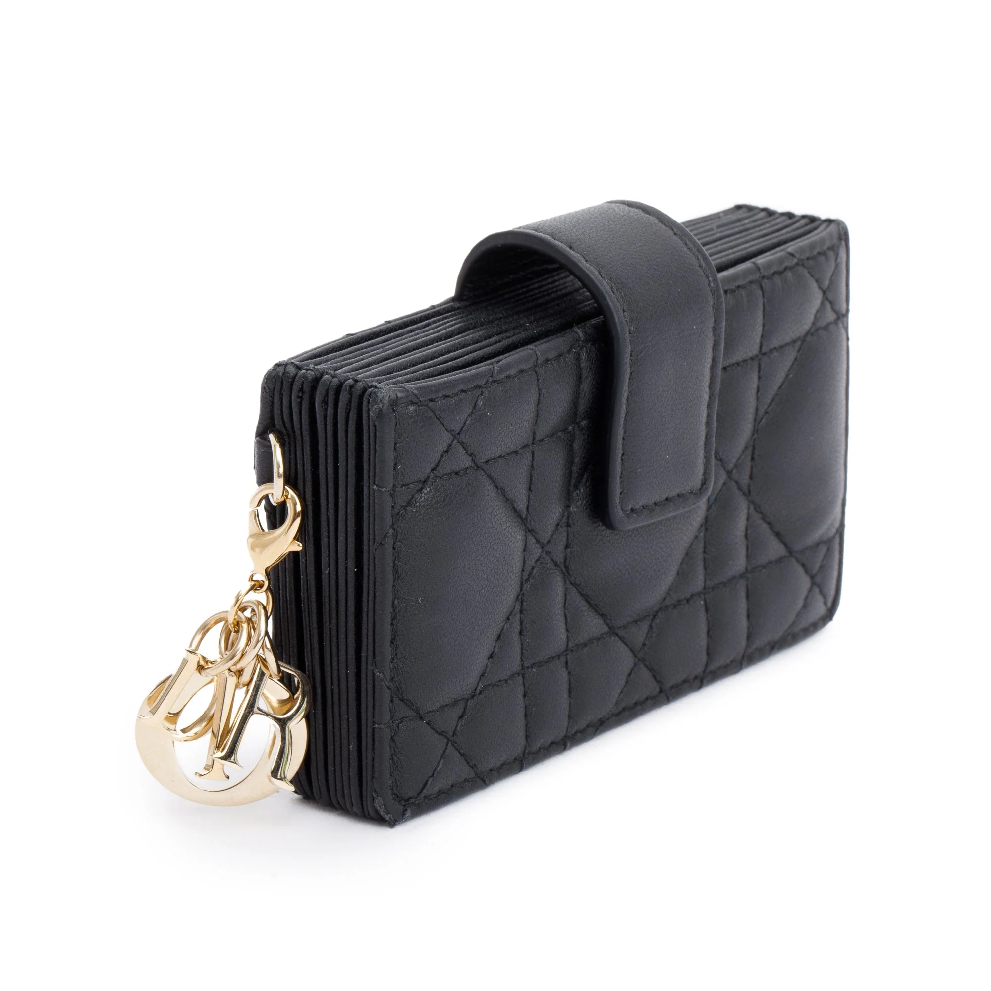 Christian Dior 2022 Black Cannage Leather Lady Dior Jasmin Card Holder w/ Box & Receipt - Image 4
