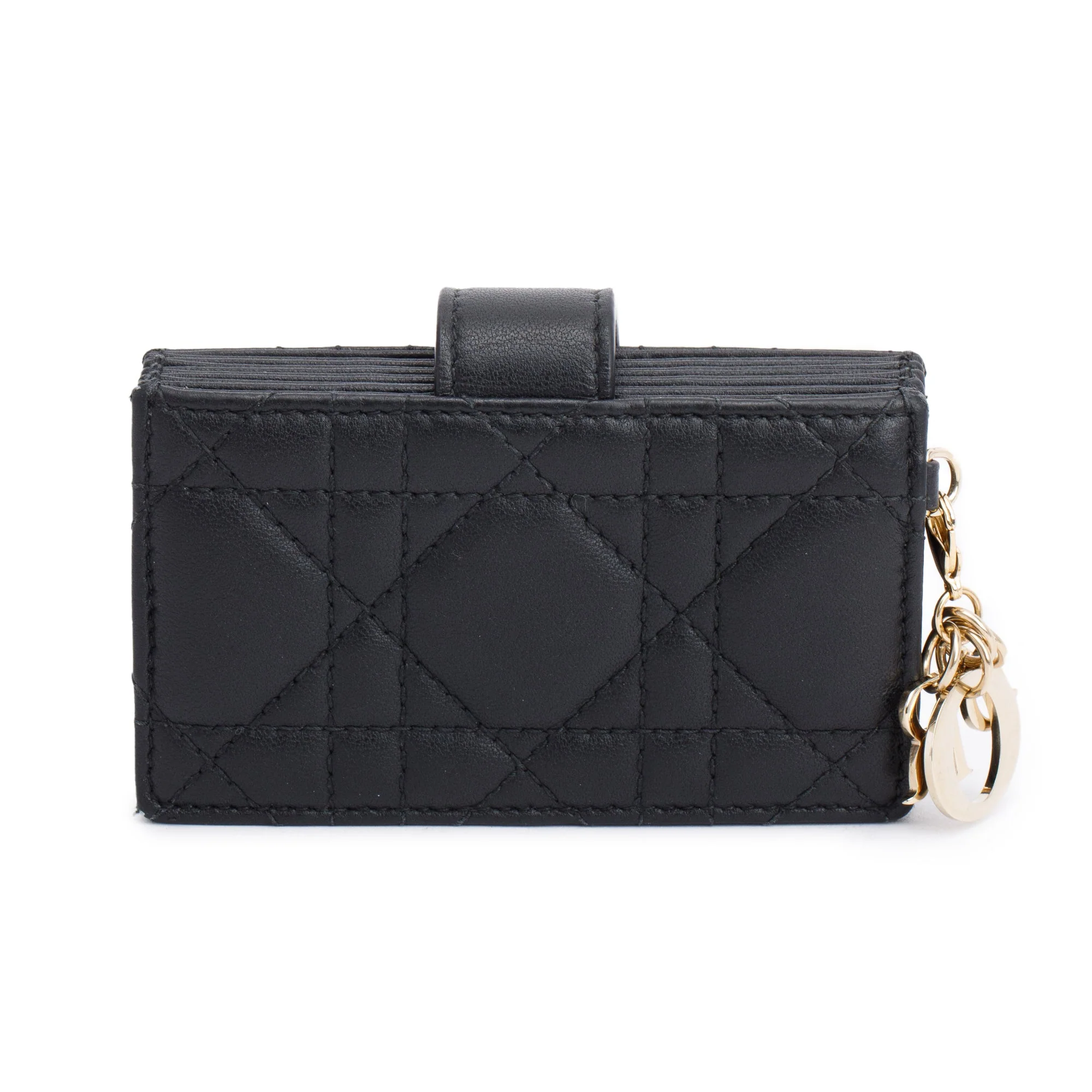 Christian Dior 2022 Black Cannage Leather Lady Dior Jasmin Card Holder w/ Box & Receipt - Image 5