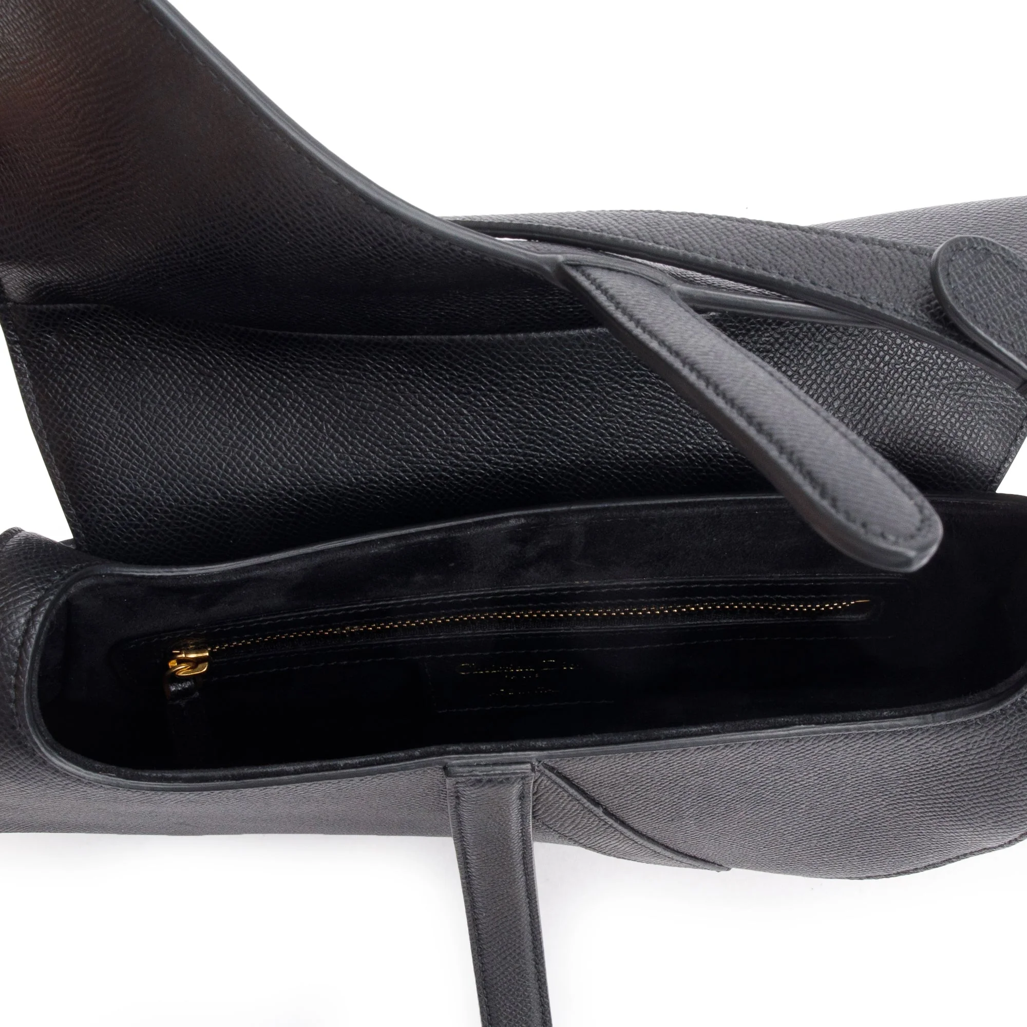 Christian Dior 2022 Black Grained Calfskin Leather Saddle Bag w/ Strap, Box & Authenticity Card - Image 4