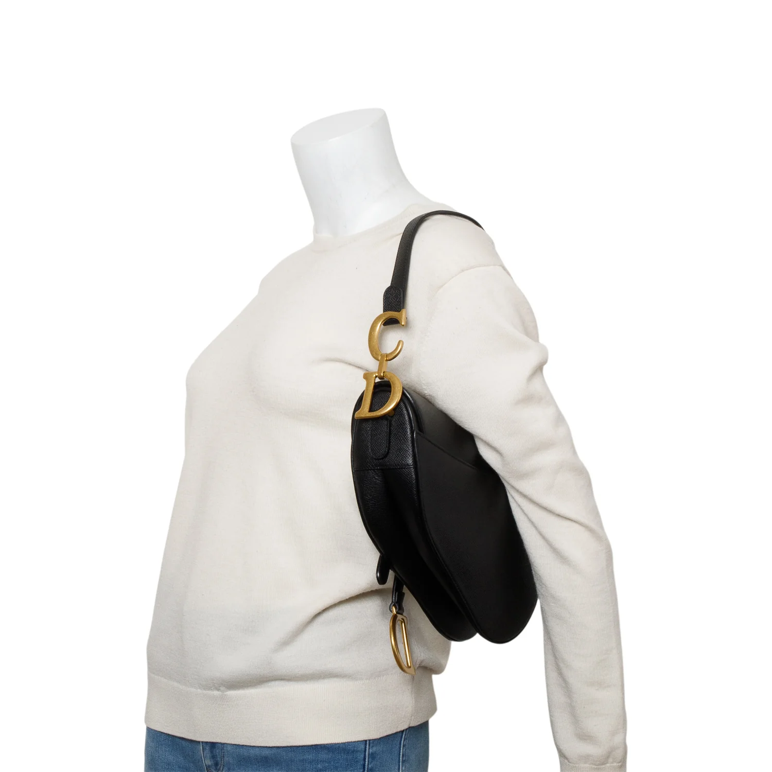 Christian Dior 2022 Black Grained Calfskin Saddle Bag w/ Box & Authenticity Card - Image 2