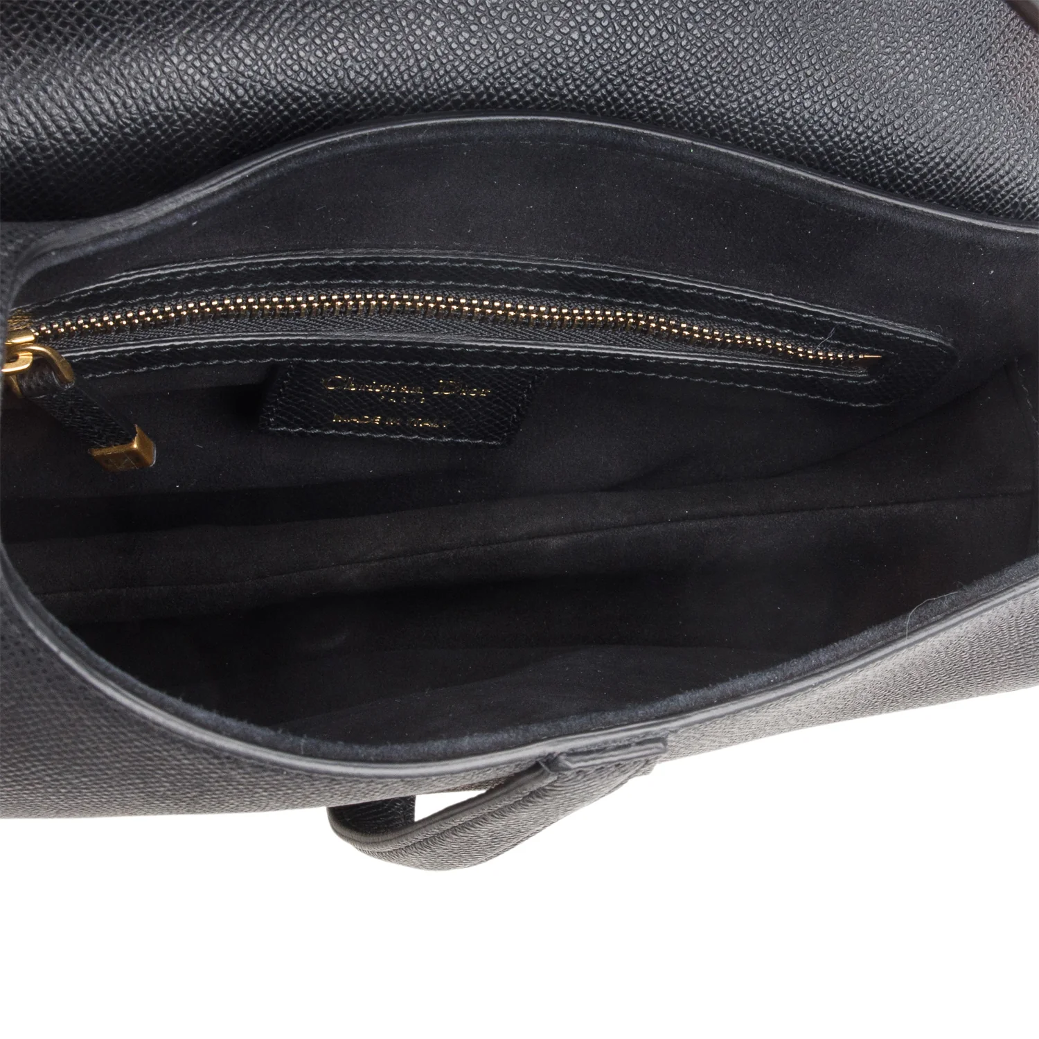 Christian Dior 2022 Black Grained Calfskin Saddle Bag w/ Strap - Image 8