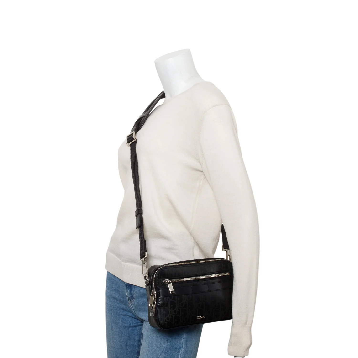 Christian Dior 2022 Black Oblique Galaxy Leather Safari Messenger Pouch w/ Strap - Image 2