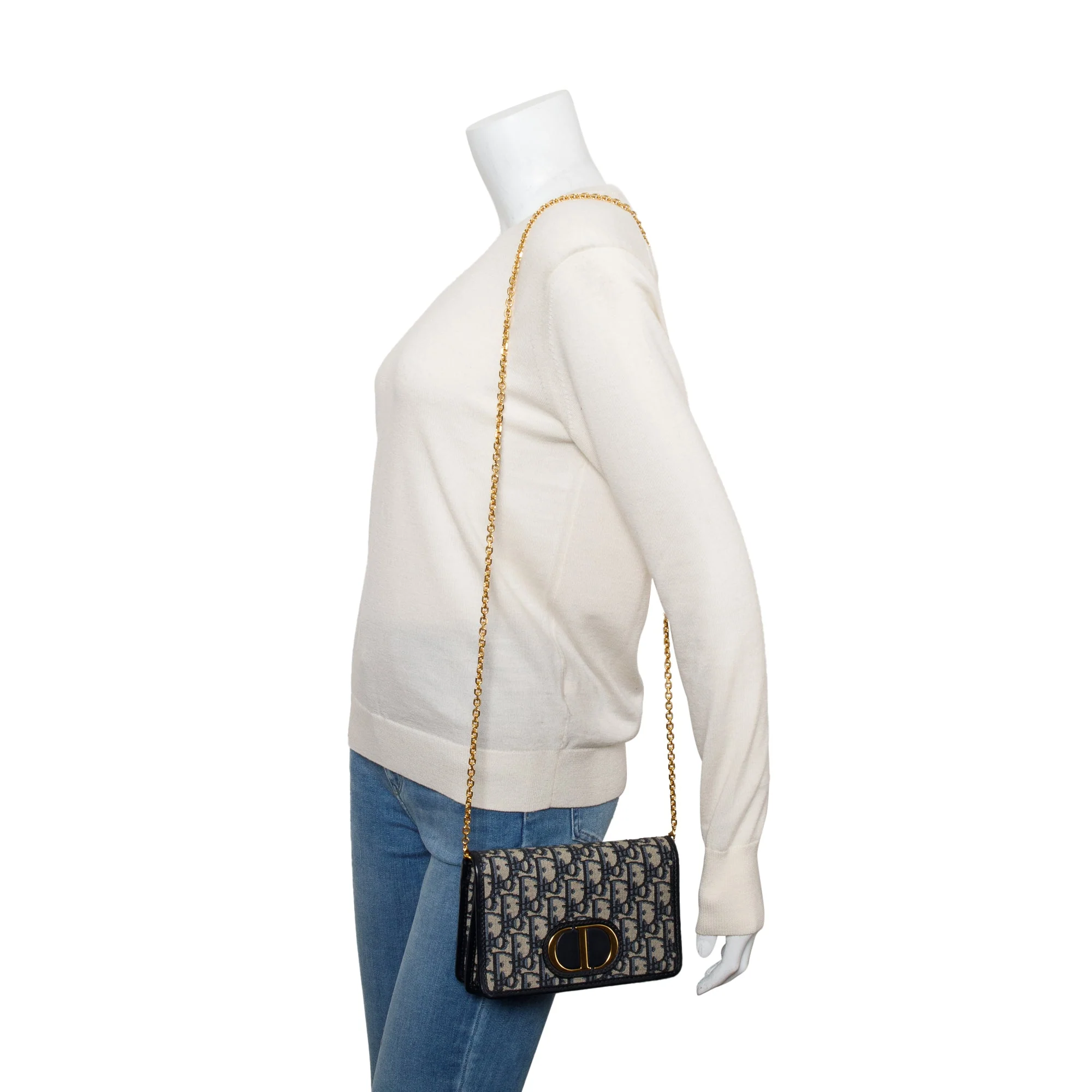 Christian Dior 2022 Navy Oblique 30 Montaigne 2-In-1 Pouch Bag - Image 2