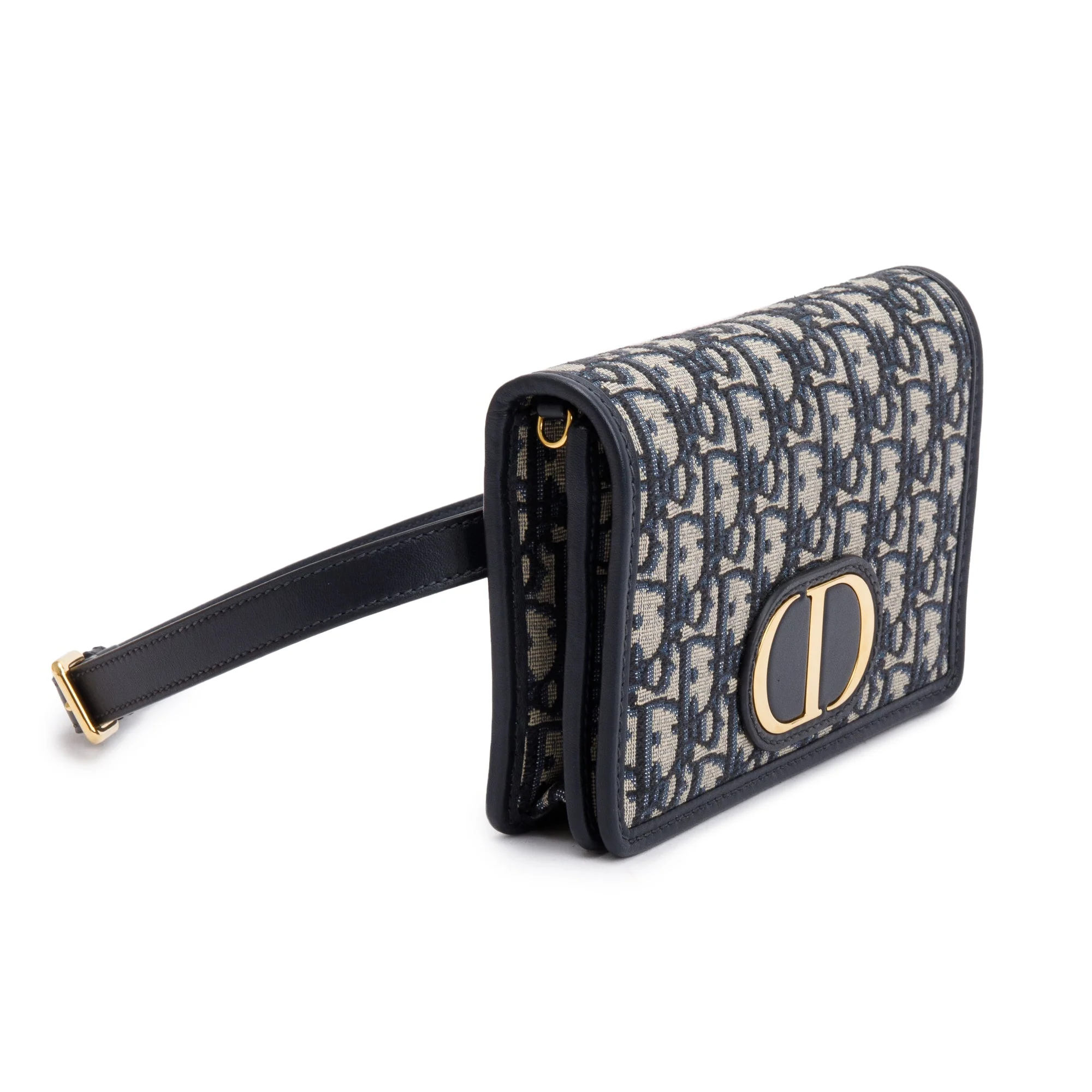 Christian Dior 2022 Navy Oblique 30 Montaigne 2-In-1 Pouch Bag w/ Box & Authenticity Card - Image 5
