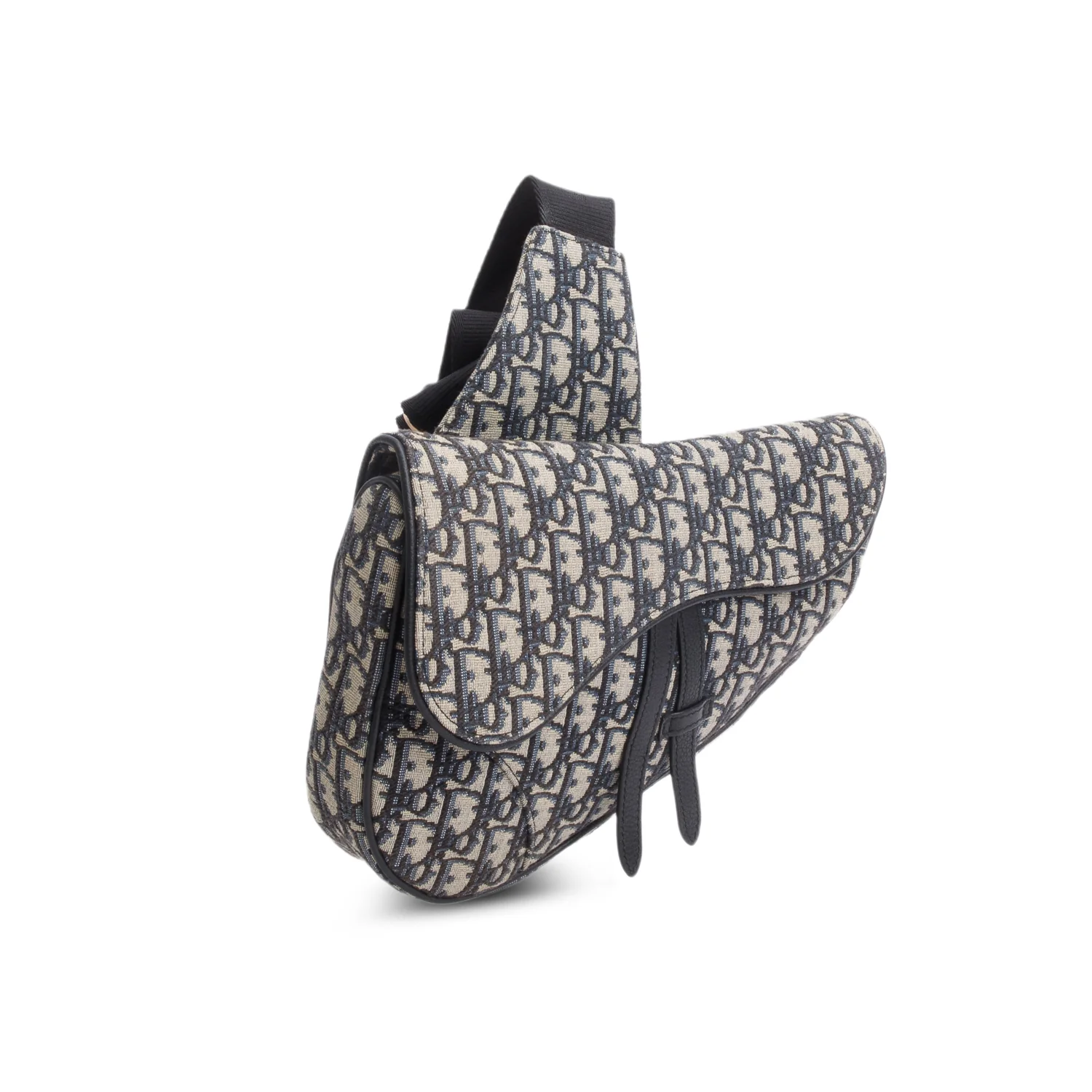 Christian Dior 2022 Navy Oblique Canvas Jacquard Saddle Bag - Image 3