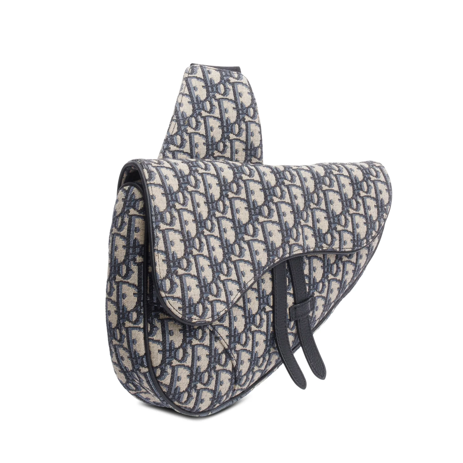 Christian Dior 2022 Navy Oblique Canvas Jacquard Saddle Bag w/ Box - Image 4