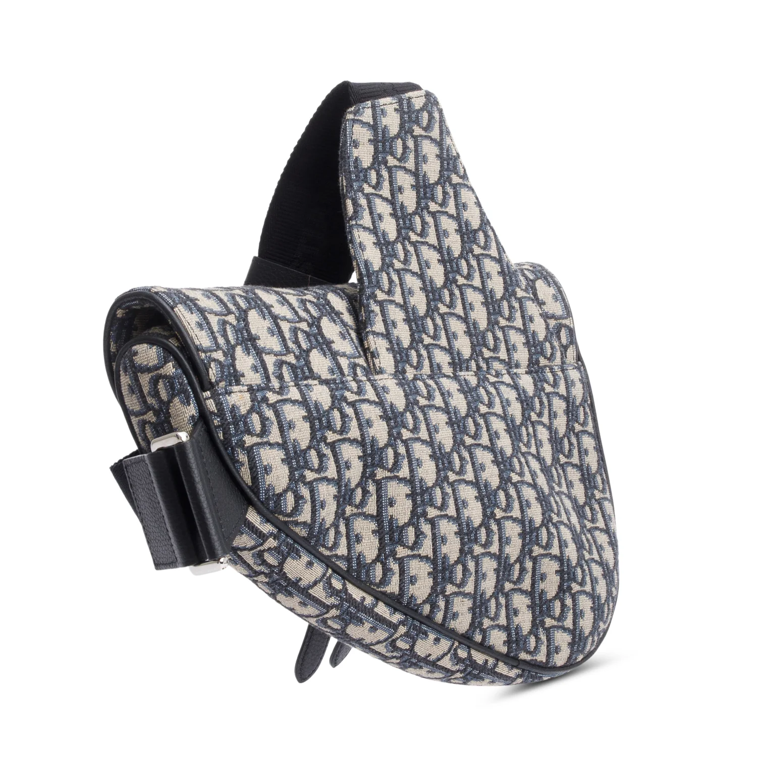 Christian Dior 2022 Navy Oblique Canvas Jacquard Saddle Bag w/ Box - Image 6
