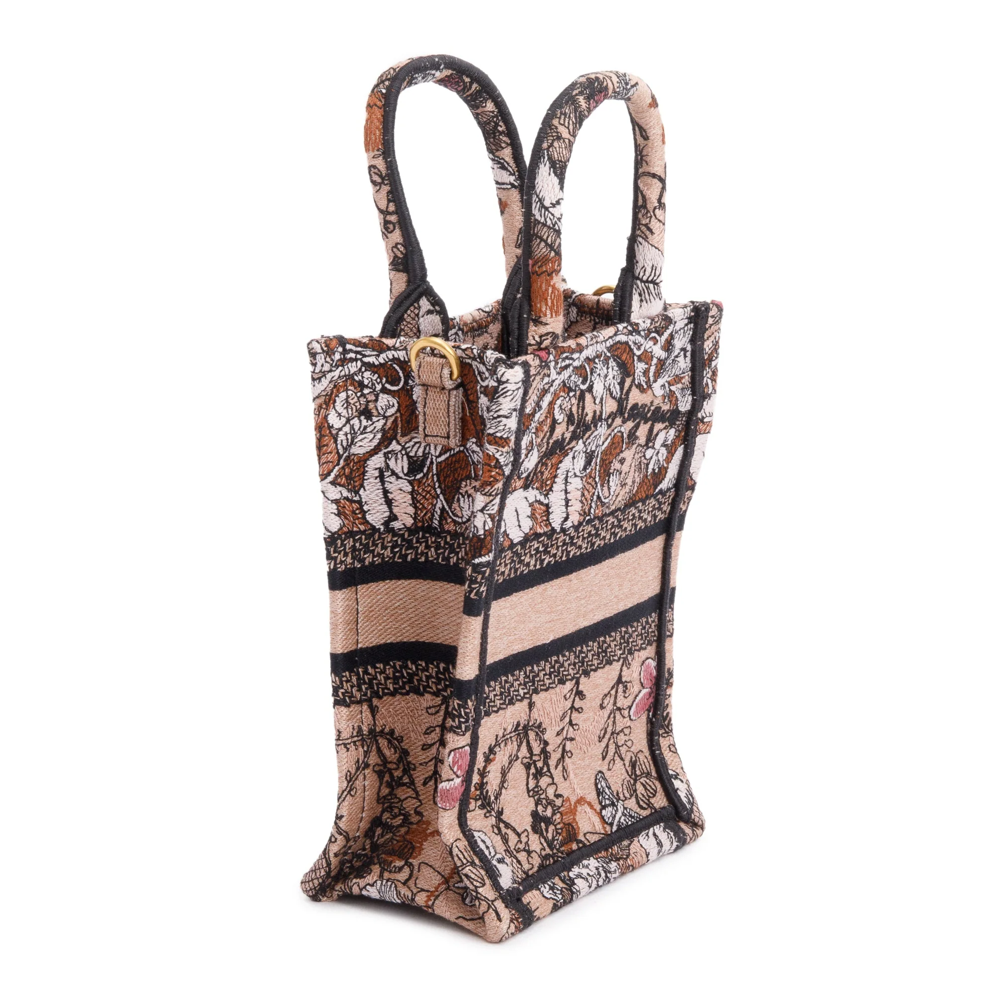 Christian Dior 2022 Pink Jardin Magique Embroidered Mini Vertical Book Tote w/ Strap, Box & Authenticity Card - Image 7