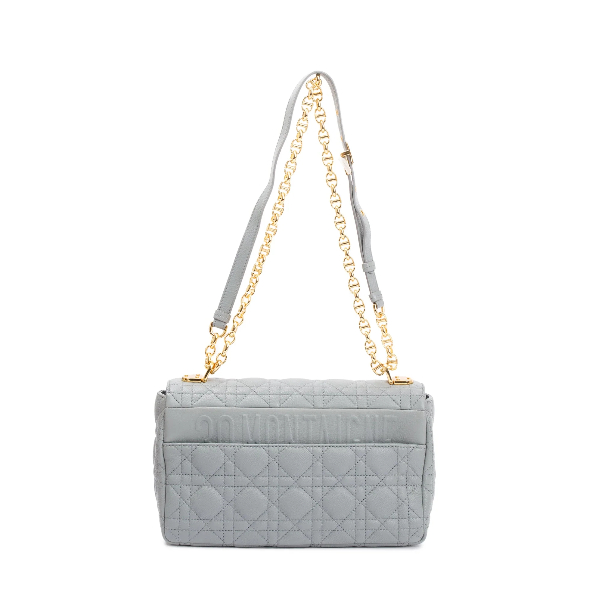 Christian Dior 2022 Stone Gray Supple Cannage Calfskin Leather Medium Dior Caro Bag w/ Authenticity Card - Image 4