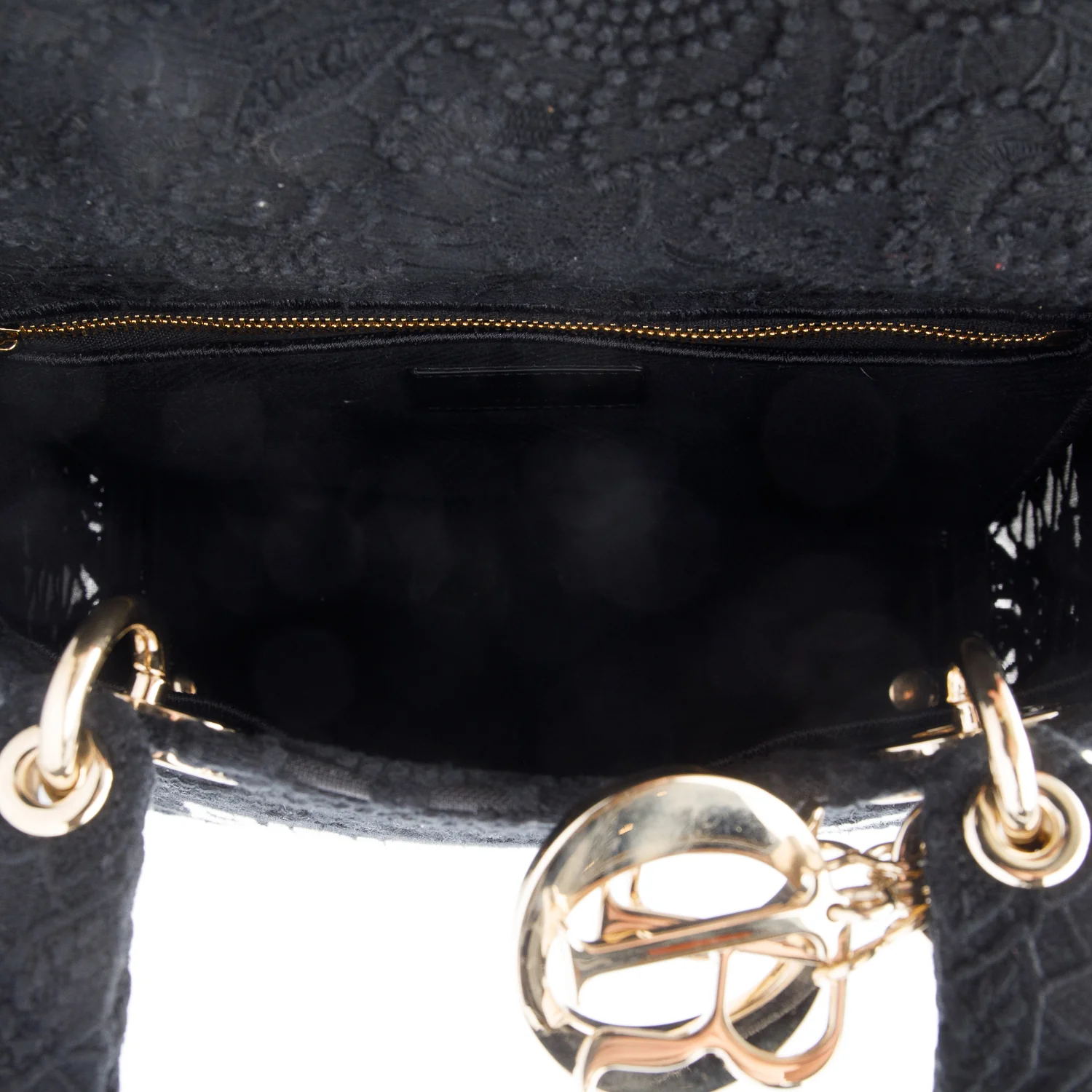 Christian Dior 2023 Black Canvas Medium Lady D-Lace Bag w/ Strap & Box - Image 9