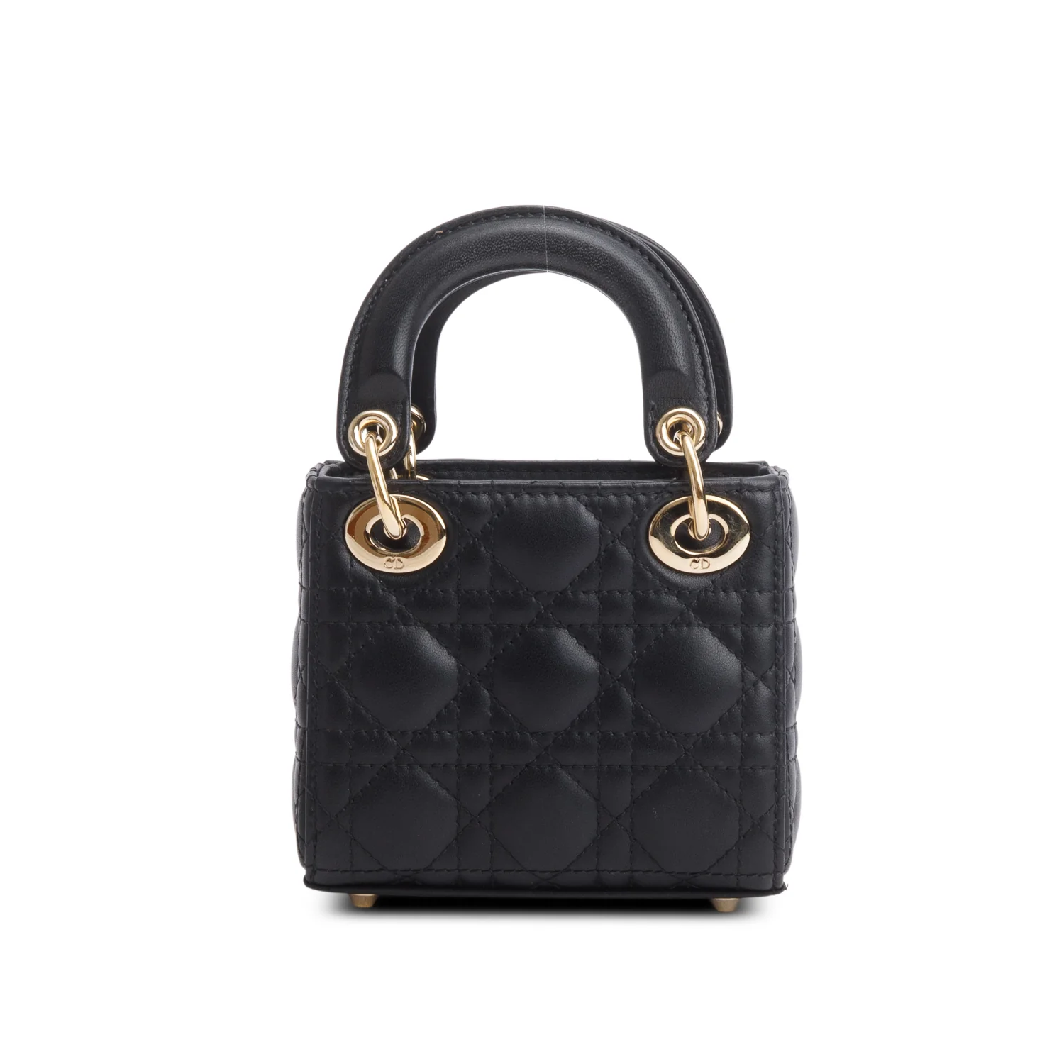 Christian Dior 2023 Black Lambskin Cannage Micro Lady Dior w/ Box, Strap & Authenticity Card - Image 6