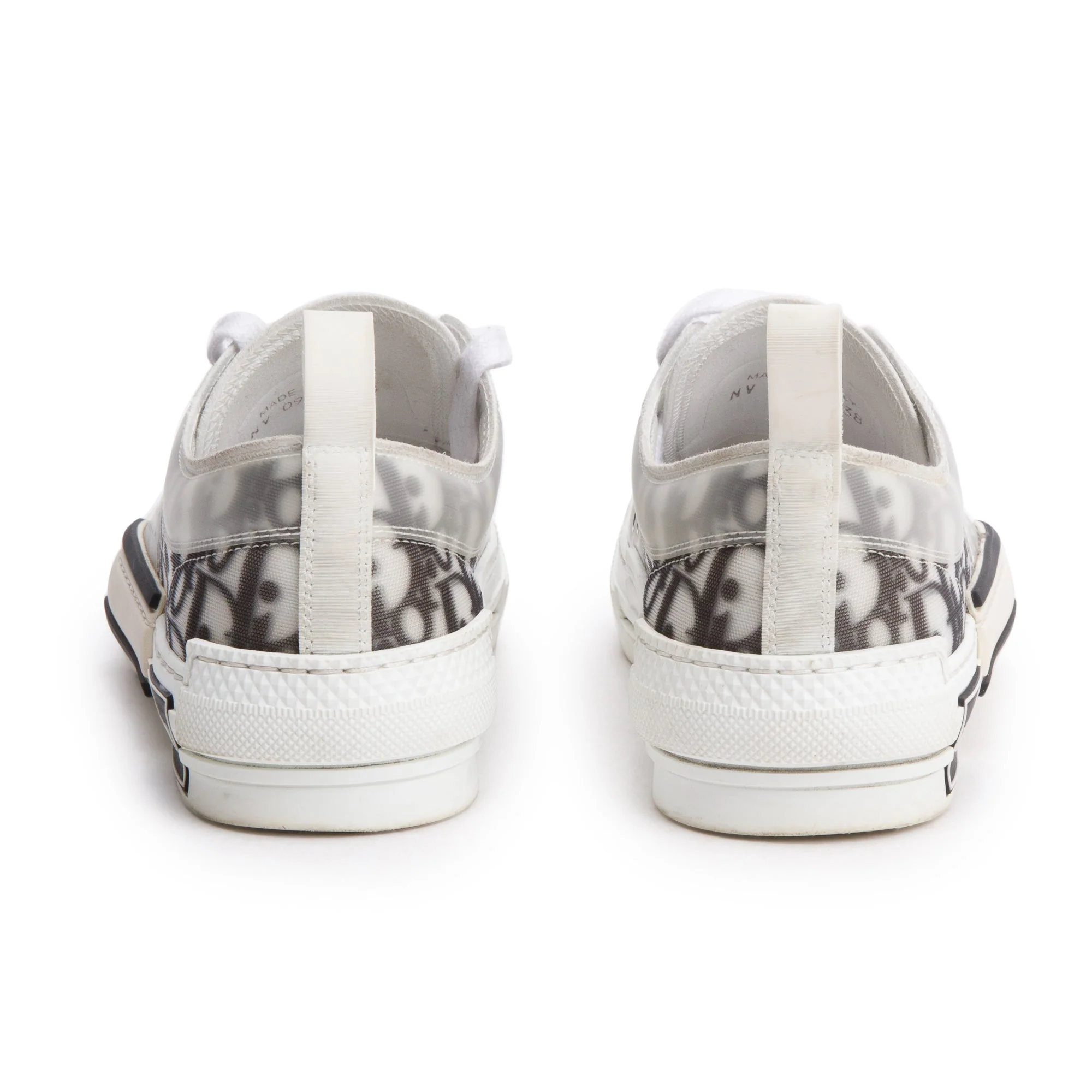 Christian Dior 2023 Black/White Oblique Transparent Canvas B23 Low Sneakers, Size 38 w/ Box & Receipt - Image 6