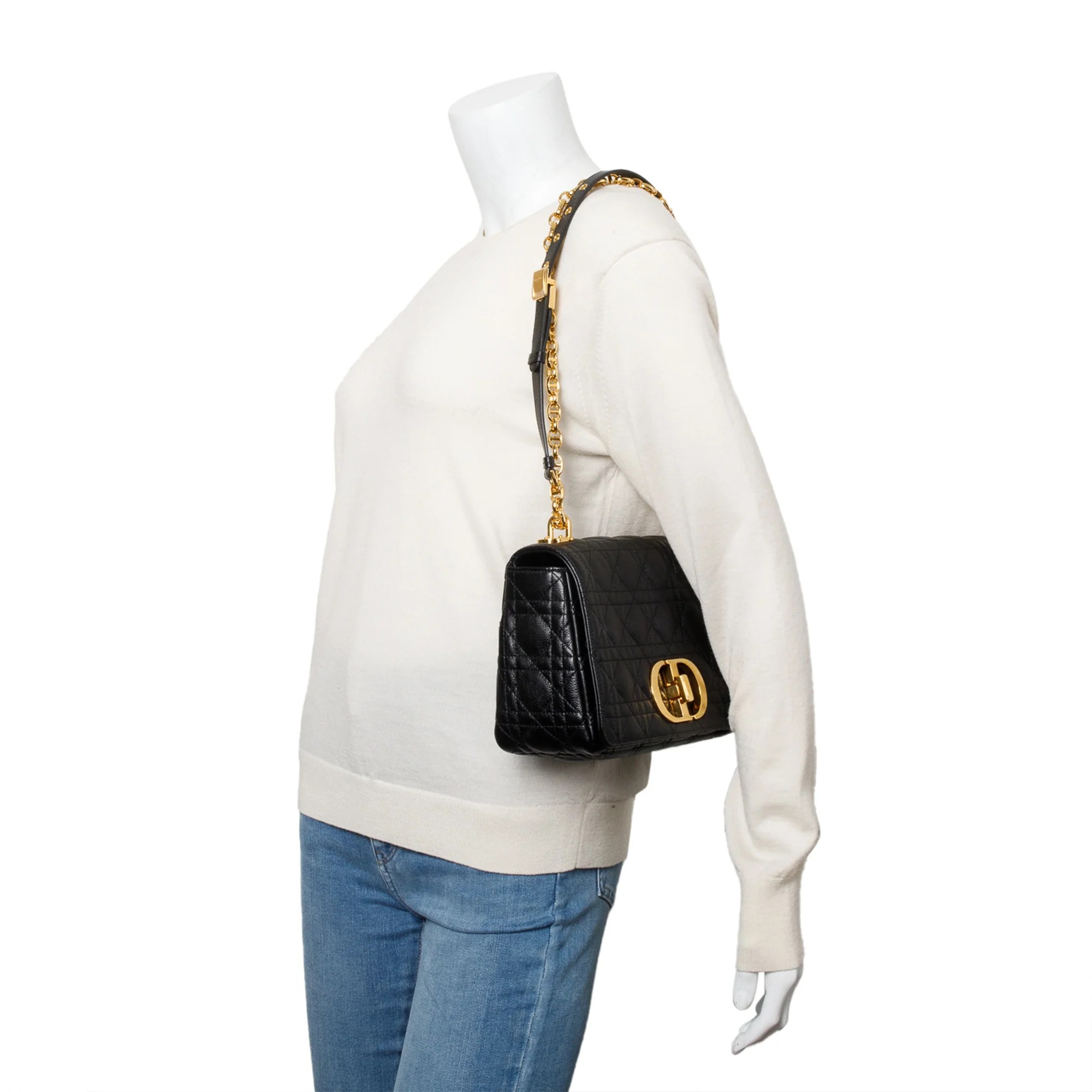 Christian Dior 2024 Black Supple Cannage Calfskin Leather Medium Dior Caro Bag w/ Box & Authenticity Card - Image 2