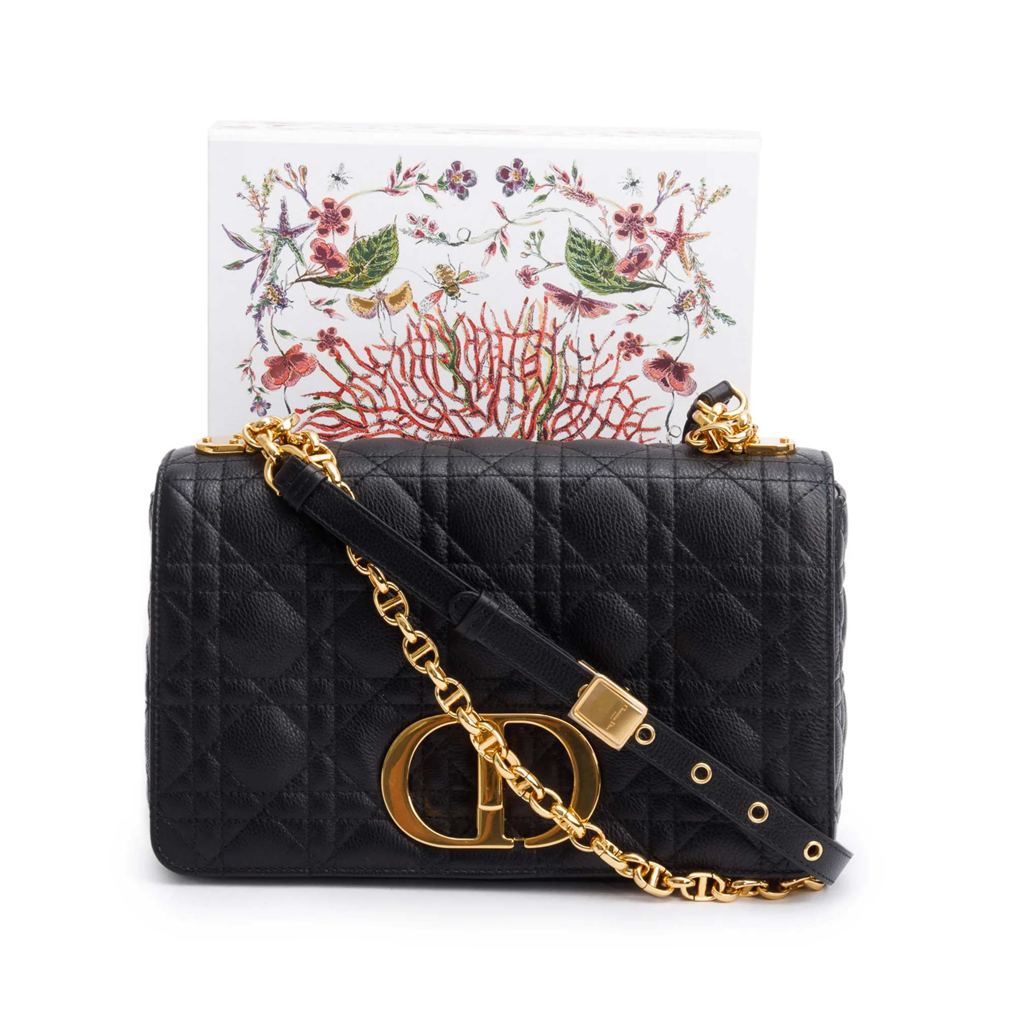 Christian Dior 2024 Black Supple Cannage Calfskin Leather Medium Dior Caro Bag w/ Box & Authenticity Card - Image 3