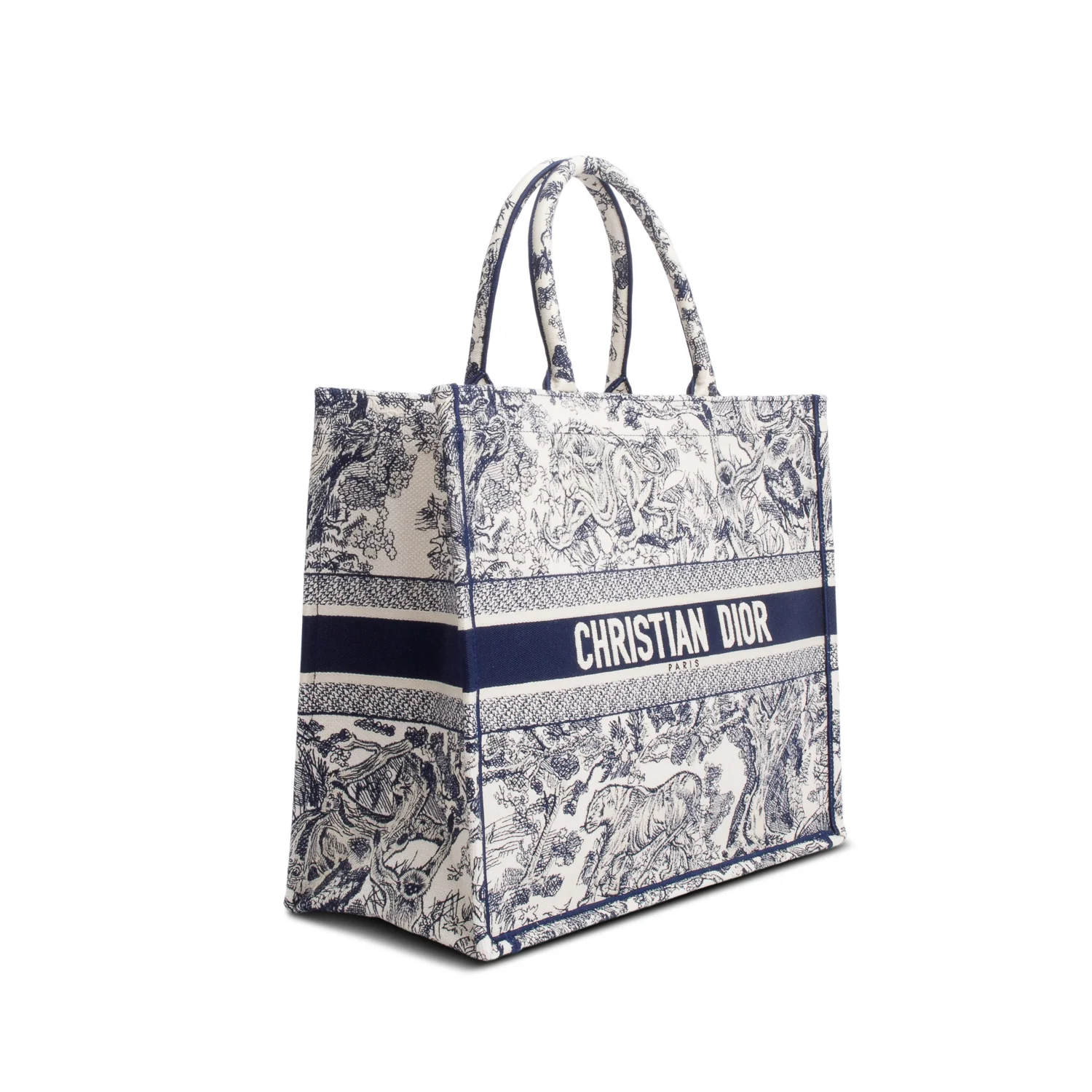 Christian Dior 2024 Large Ecru and Blue Toile de Jouy Embroidery Canvas Book Tote - Image 2