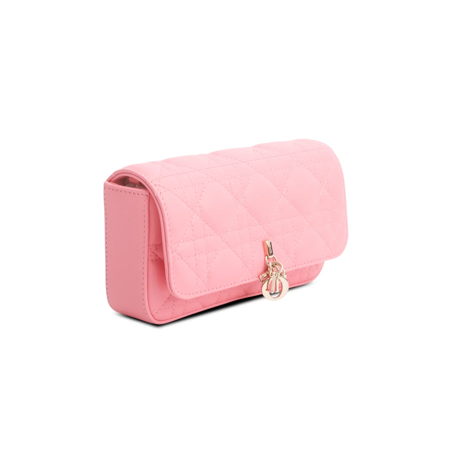 Christian Dior 2024 Pink Lambskin Cannage Dior Talk Phone Pouch w/ Chain - Image 4