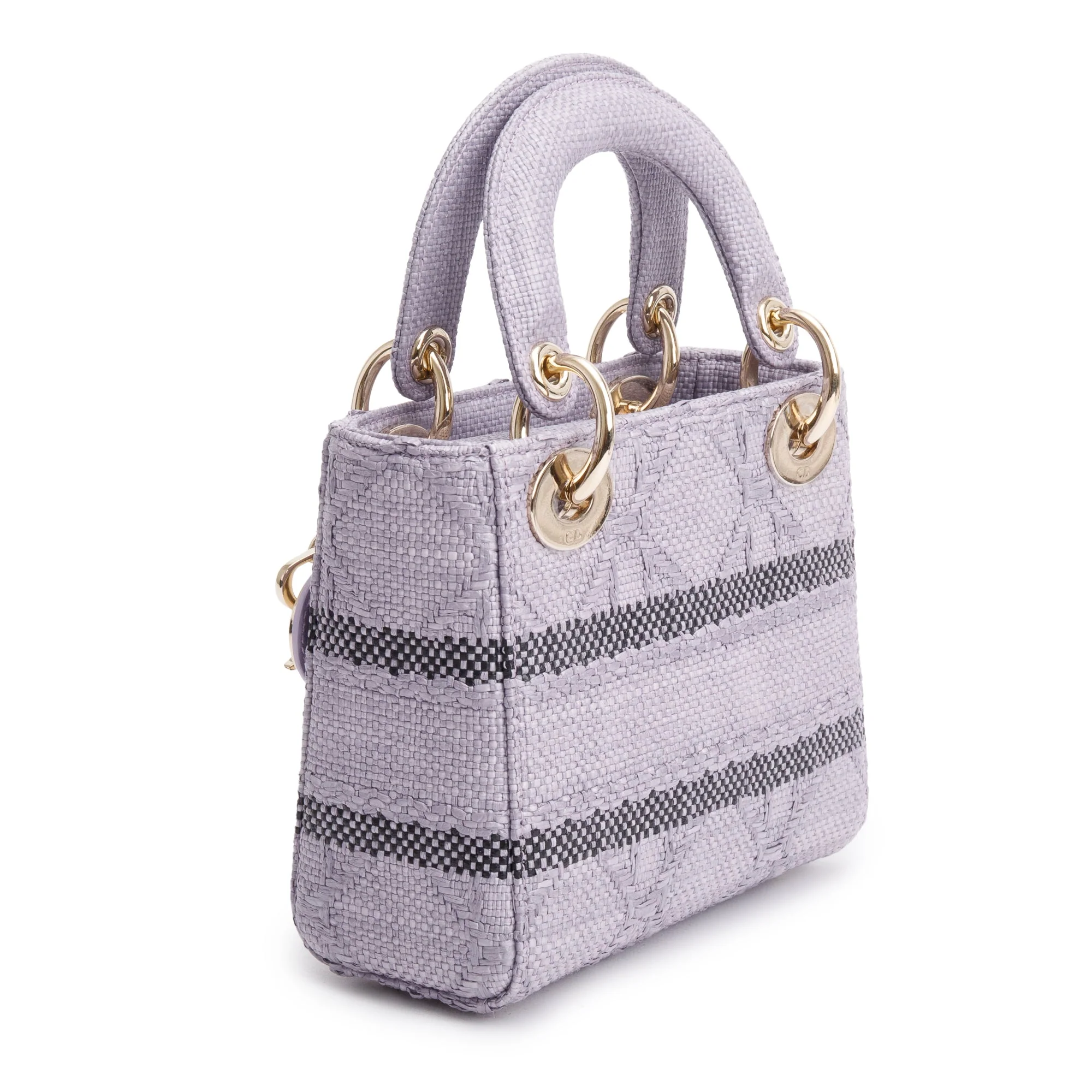 Christian Dior 2024 Purple Cannage Raffia Mini Lady D-Lite Bag w/ Strap, Box & Authenticity Card - Image 7
