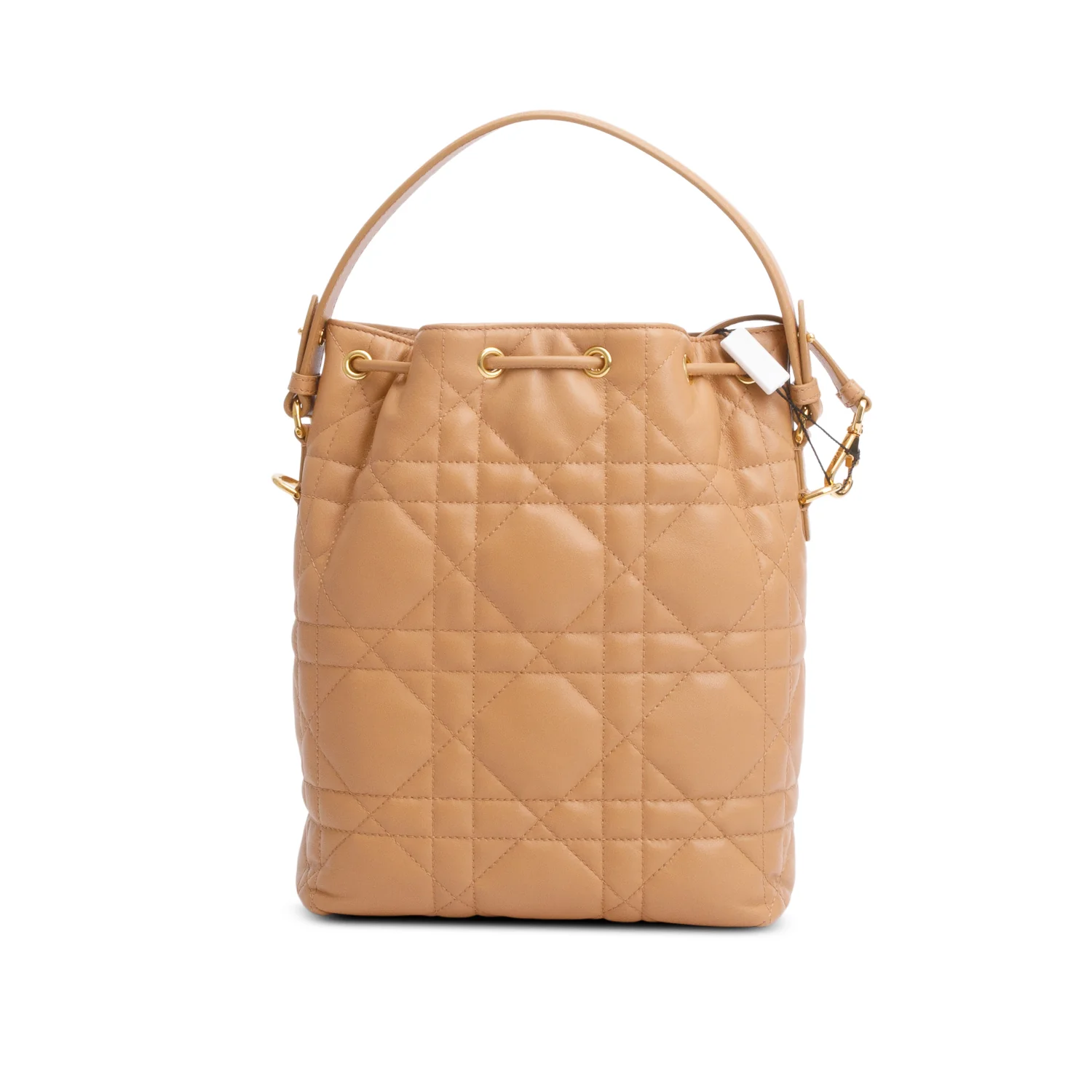 Christian Dior 2025 Brown Macrocannage Lambskin Small Caro Bucket Bag w/ Strap - Image 5