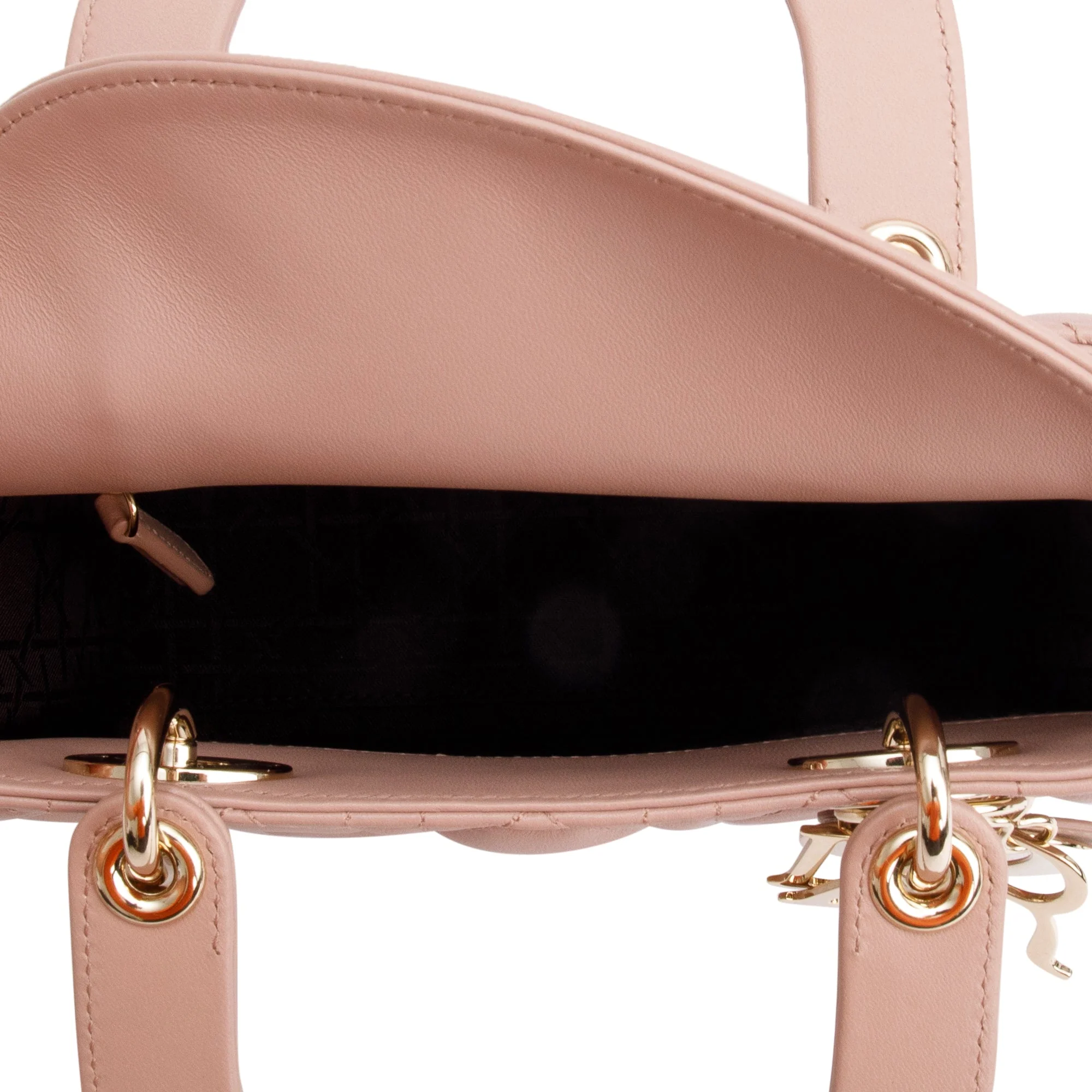 Christian Dior Beige Cannage Lambskin Leather Small Lady Dior My Abcdior Bag w/ Strap - Image 8