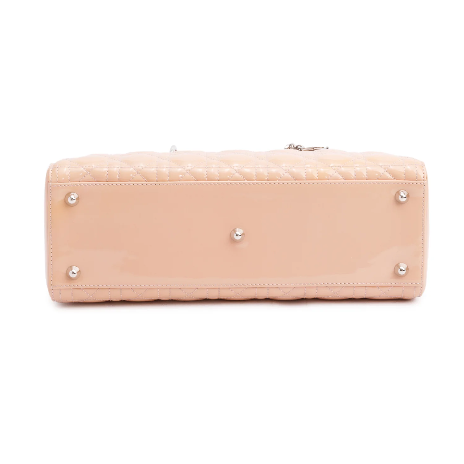 Christian Dior Beige Cannage Patent Leather Large Lady Dior Bag w/ Strap, Box & Authenticity Card - Image 8