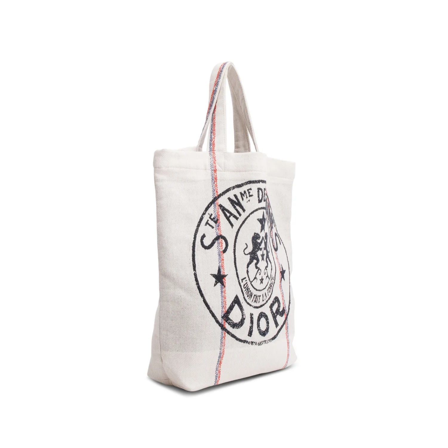 Christian Dior Beige Canvas 'L'union Fait La Force' Tote Bag - Image 3
