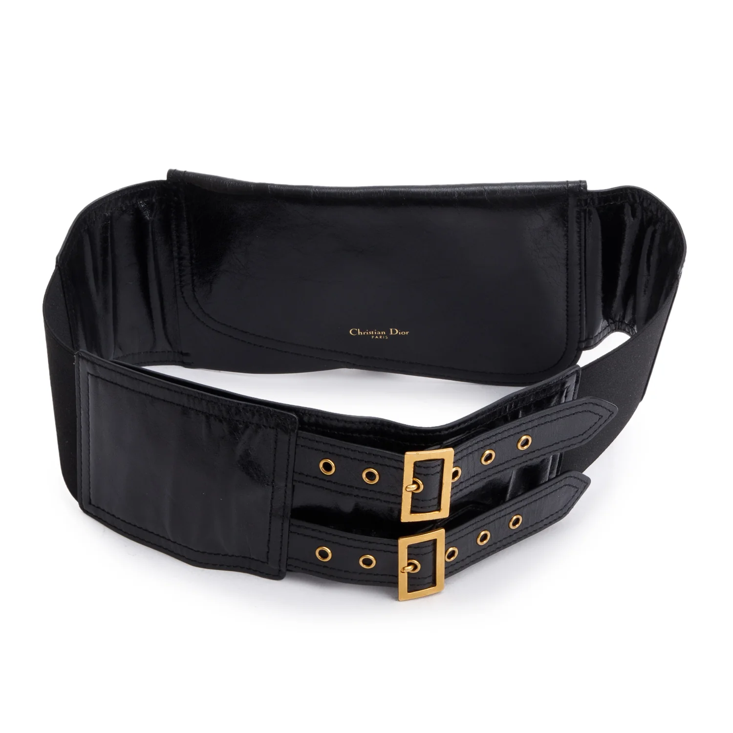 Christian Dior Black Calf Leather Saddle Waist Belt w/ Box - Image 3