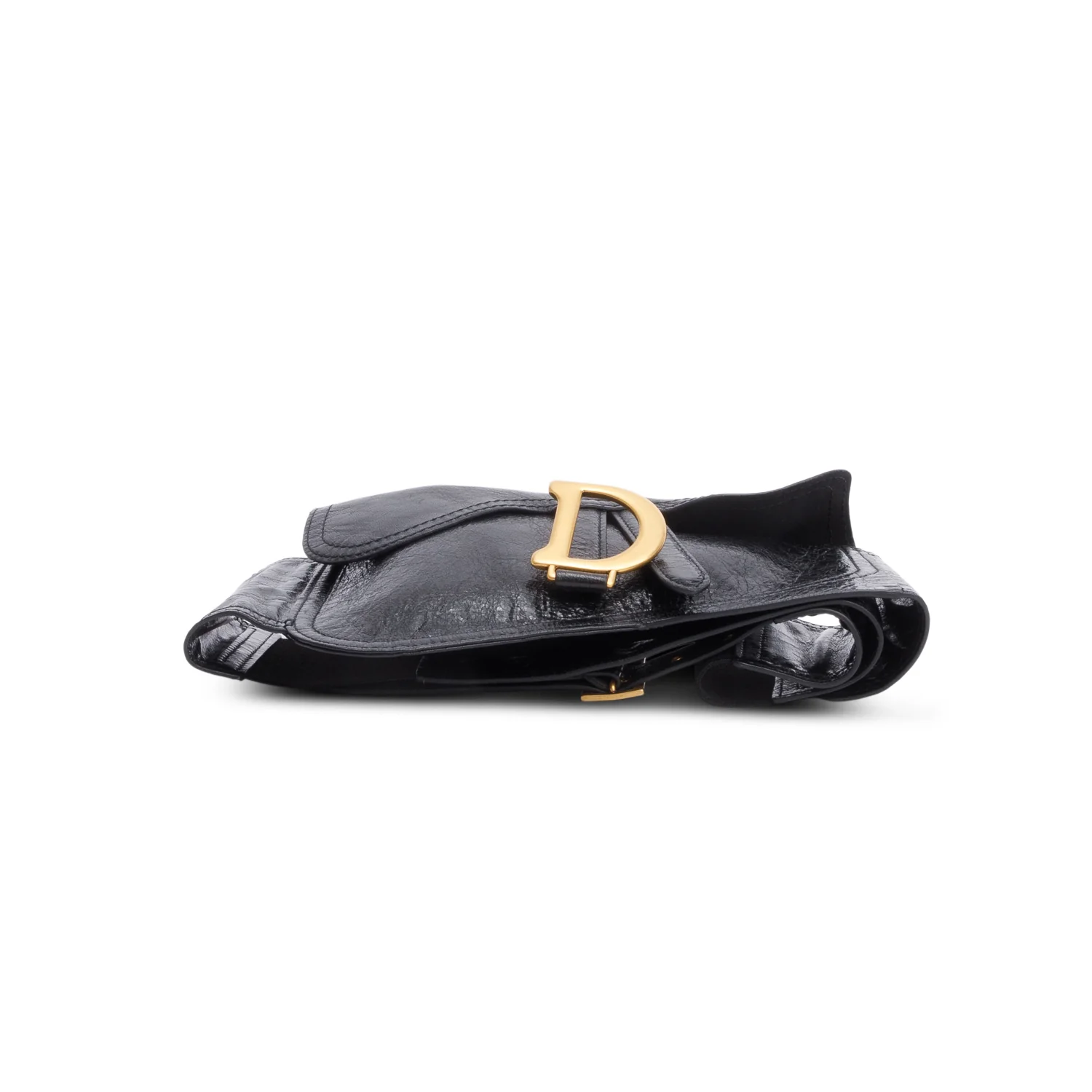 Christian Dior Black Calf Leather Saddle Waist Belt w/ Box - Image 6