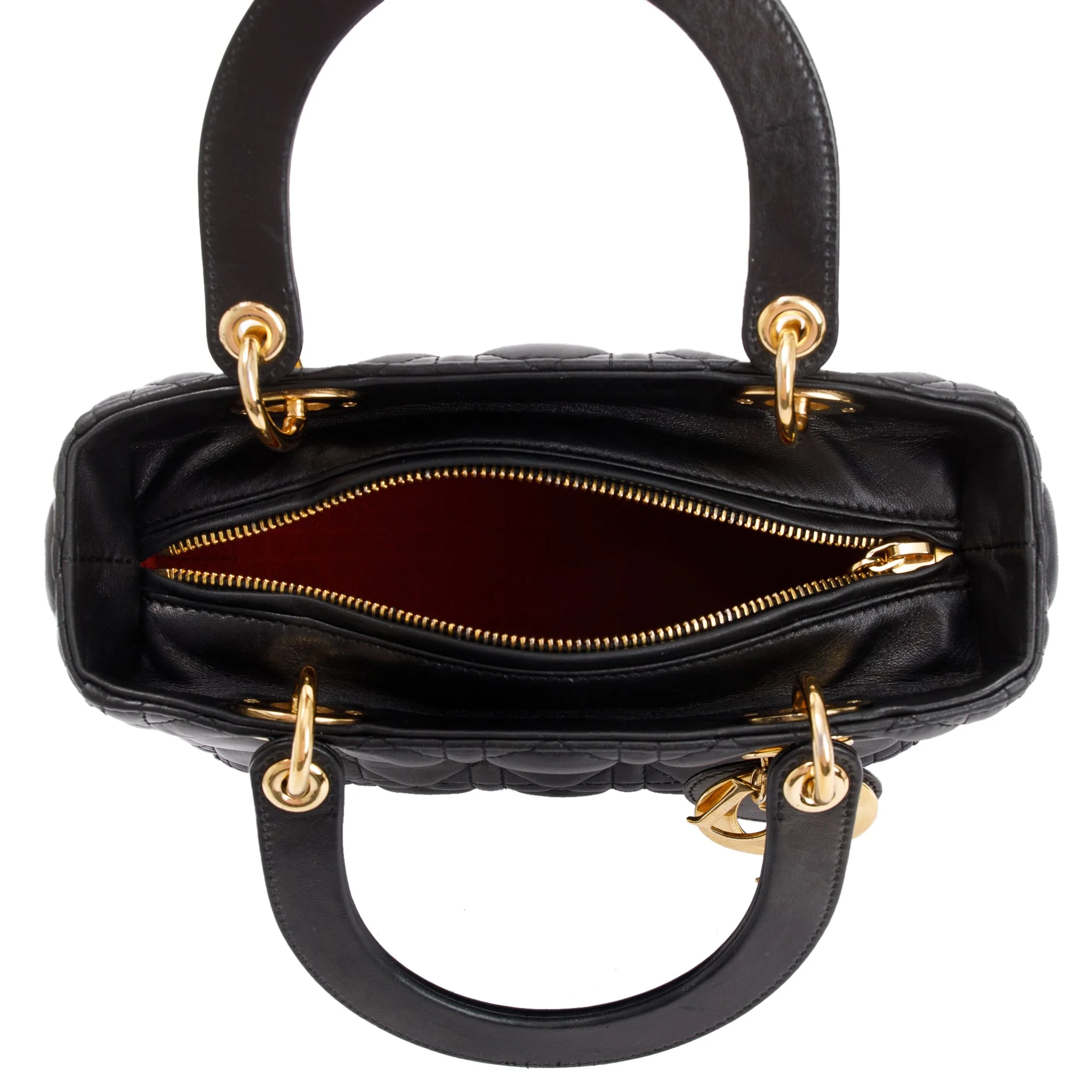 Christian Dior Black Cannage Lambskin Leather Medium Lady Dior Bag w/ Strap - Image 12