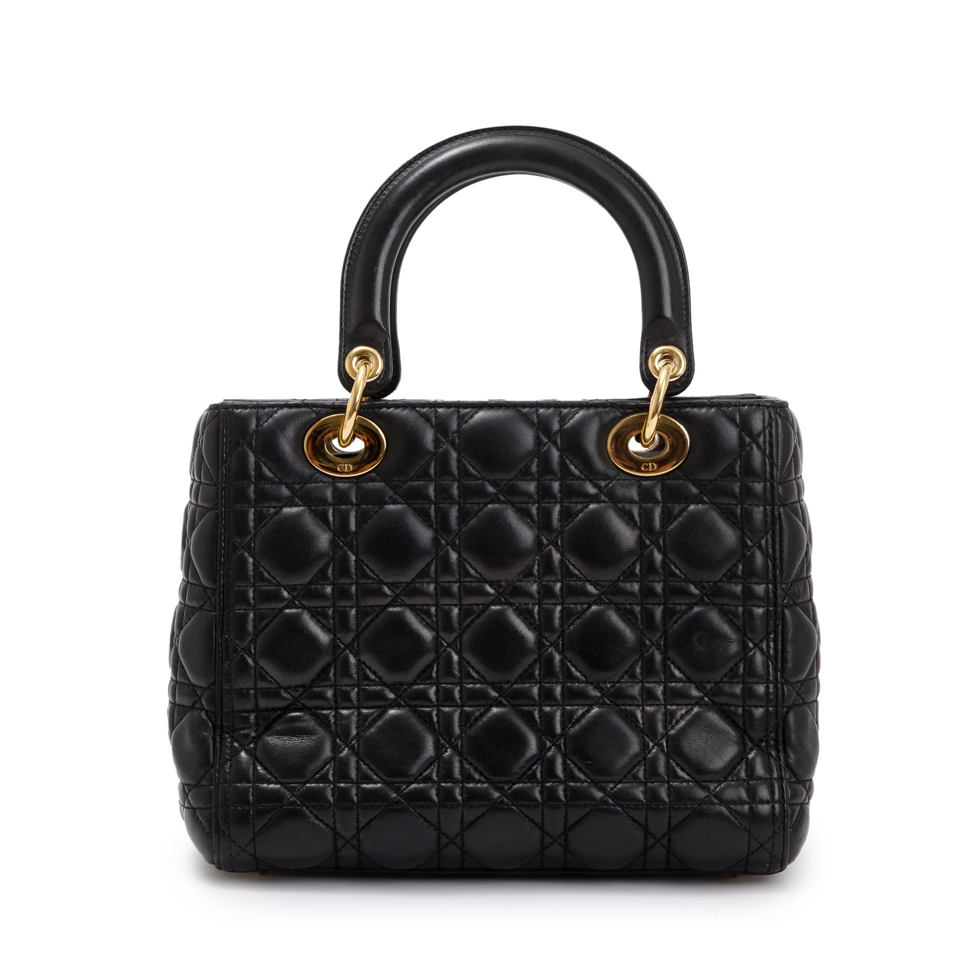 Christian Dior Black Cannage Lambskin Leather Medium Lady Dior Bag w/ Strap - Image 5