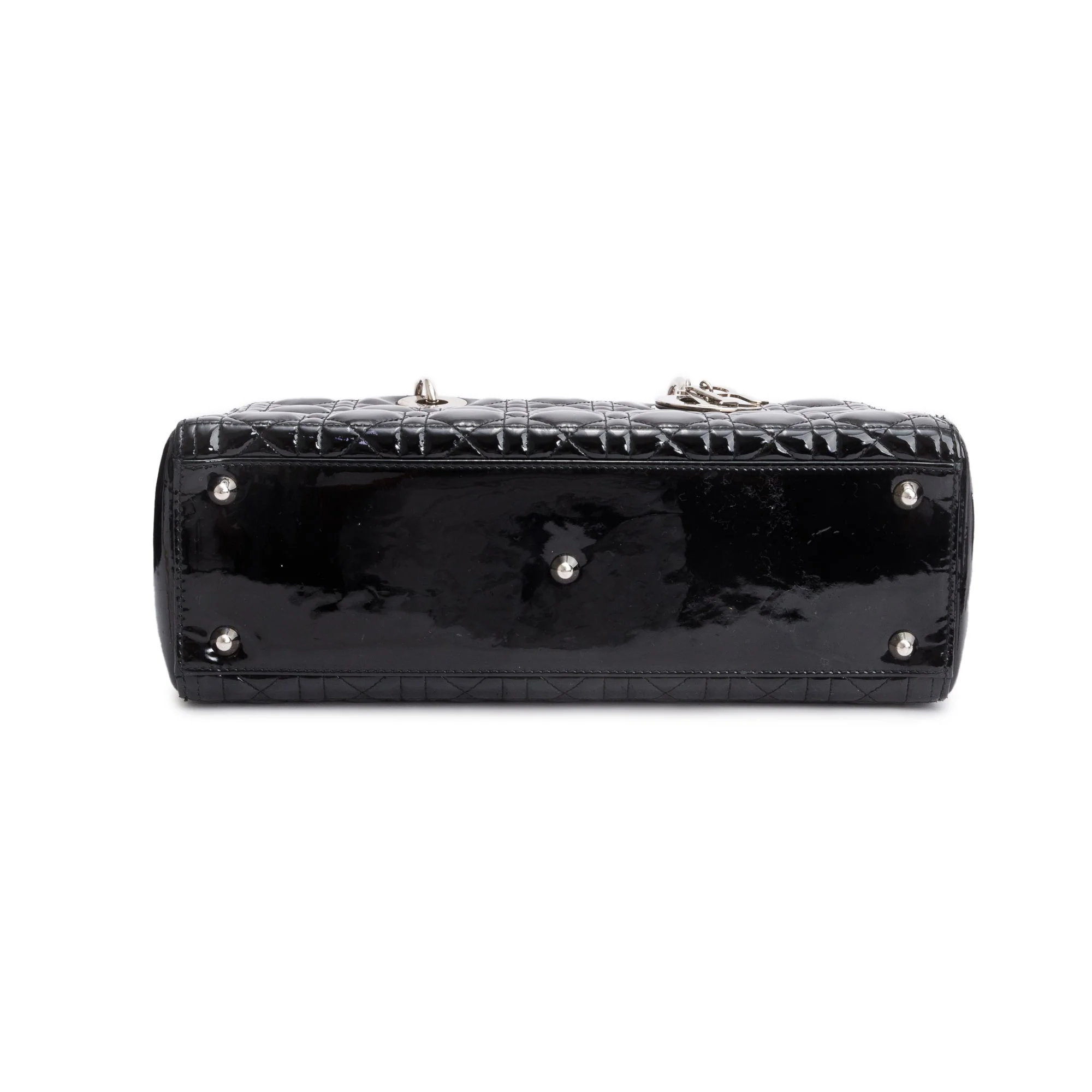 Christian Dior Black Cannage Patent Leather Large Lady Dior Bag w/ Strap - Image 7