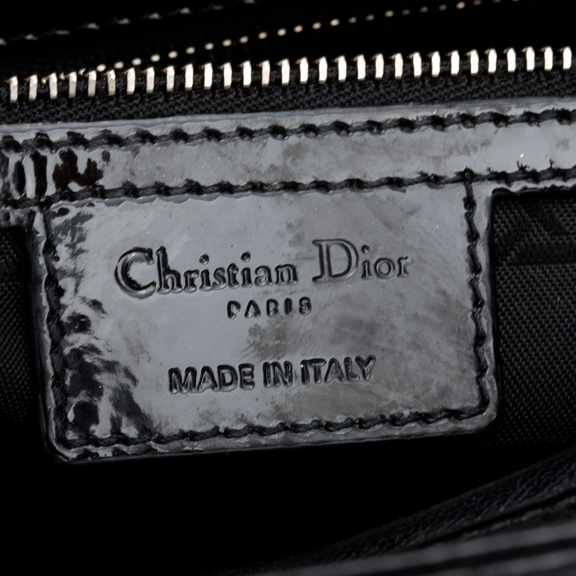 Christian Dior Black Cannage Patent Leather Large Lady Dior Bag w/ Strap - Image 9