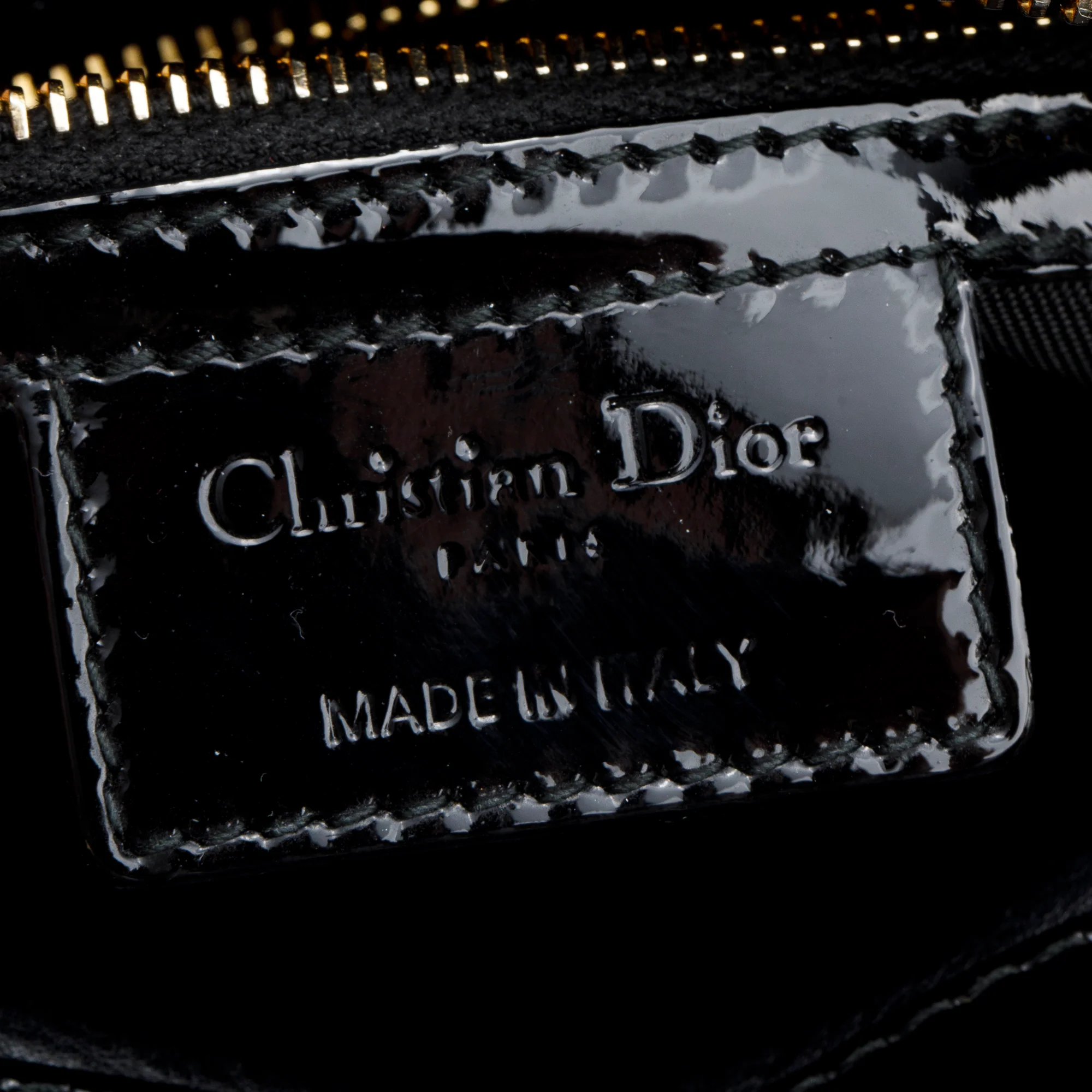 Christian Dior Black Cannage Patent Leather Medium Lady Dior Bag w/ Strap - Image 8