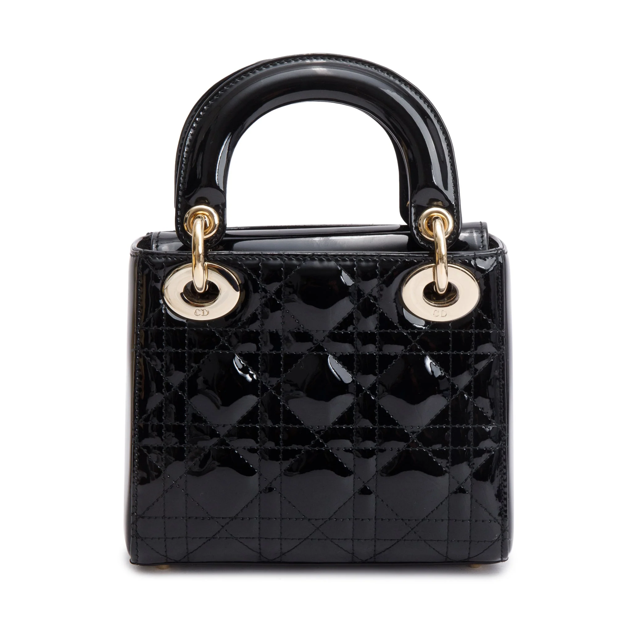 Christian Dior Black Cannage Patent Leather Mini Lady Dior Bag w/ Box - Image 4