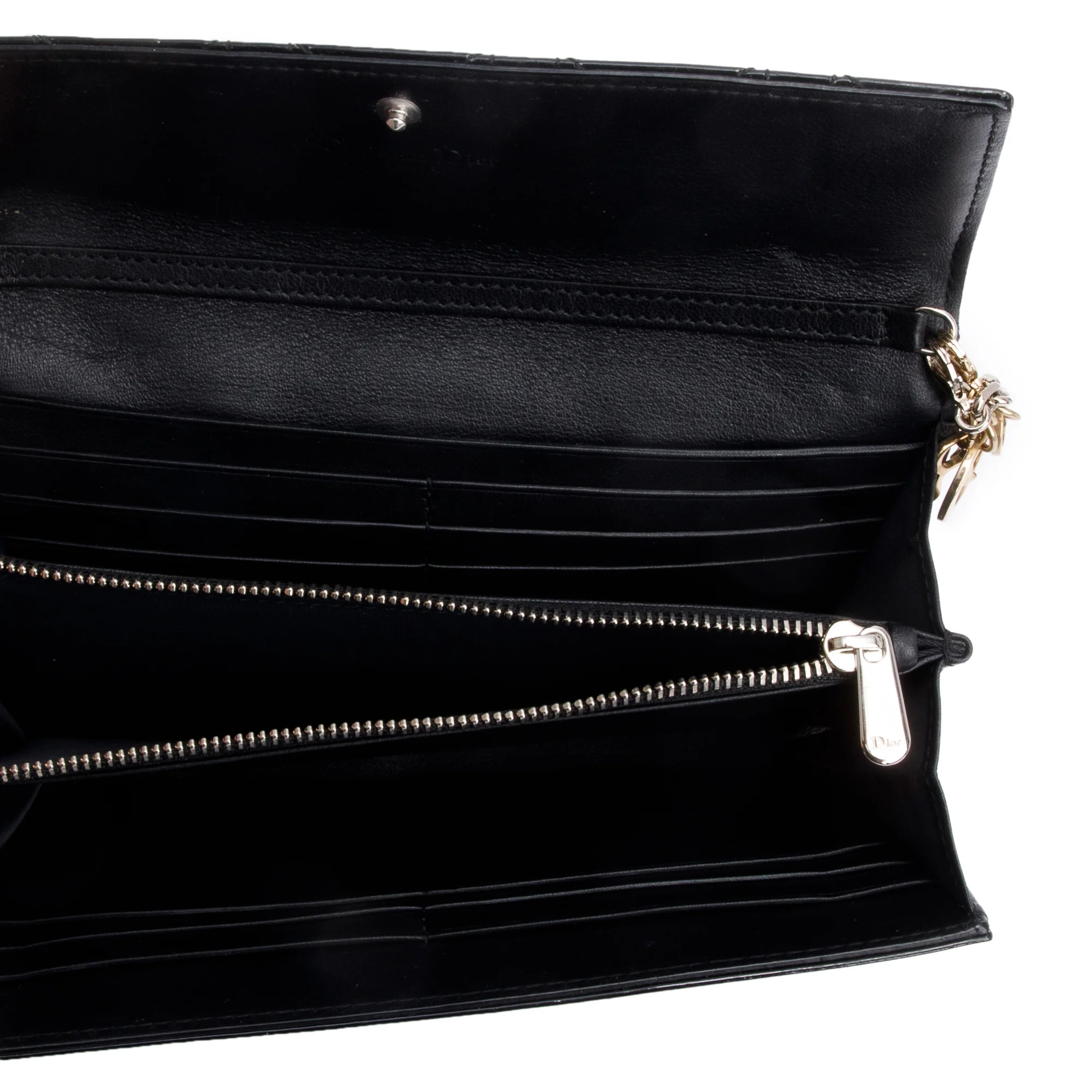 Christian Dior Black Cannage Patent Leather Rendezvous Wallet on Chain - Image 6