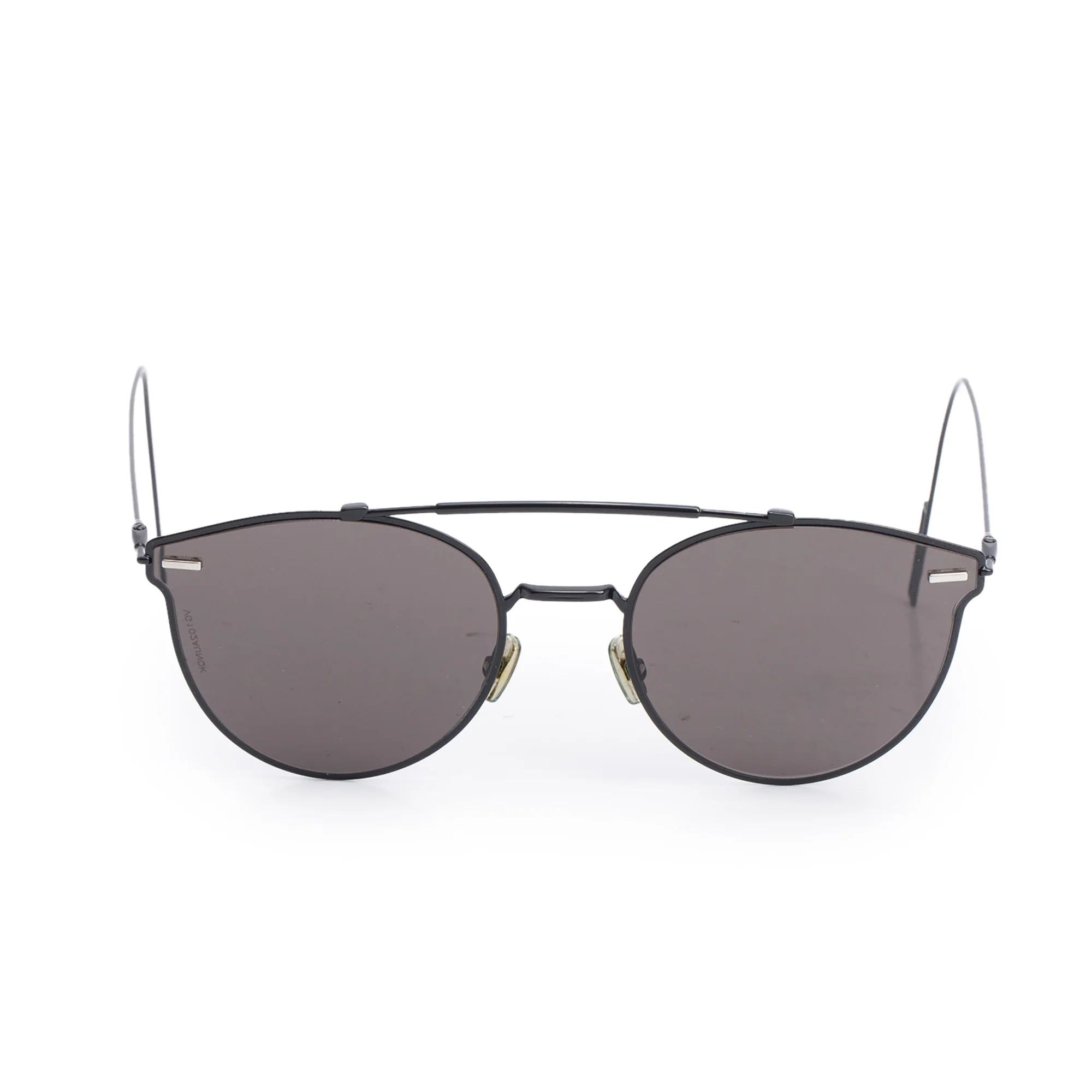 Christian Dior Black Coated Metal DiorPressure Round Sunglasses
