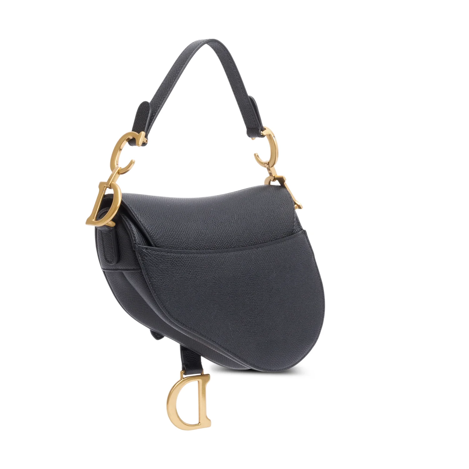 Christian Dior Black Grained Calfskin Leather Mini Saddle Bag w/ Strap & Box - Image 7