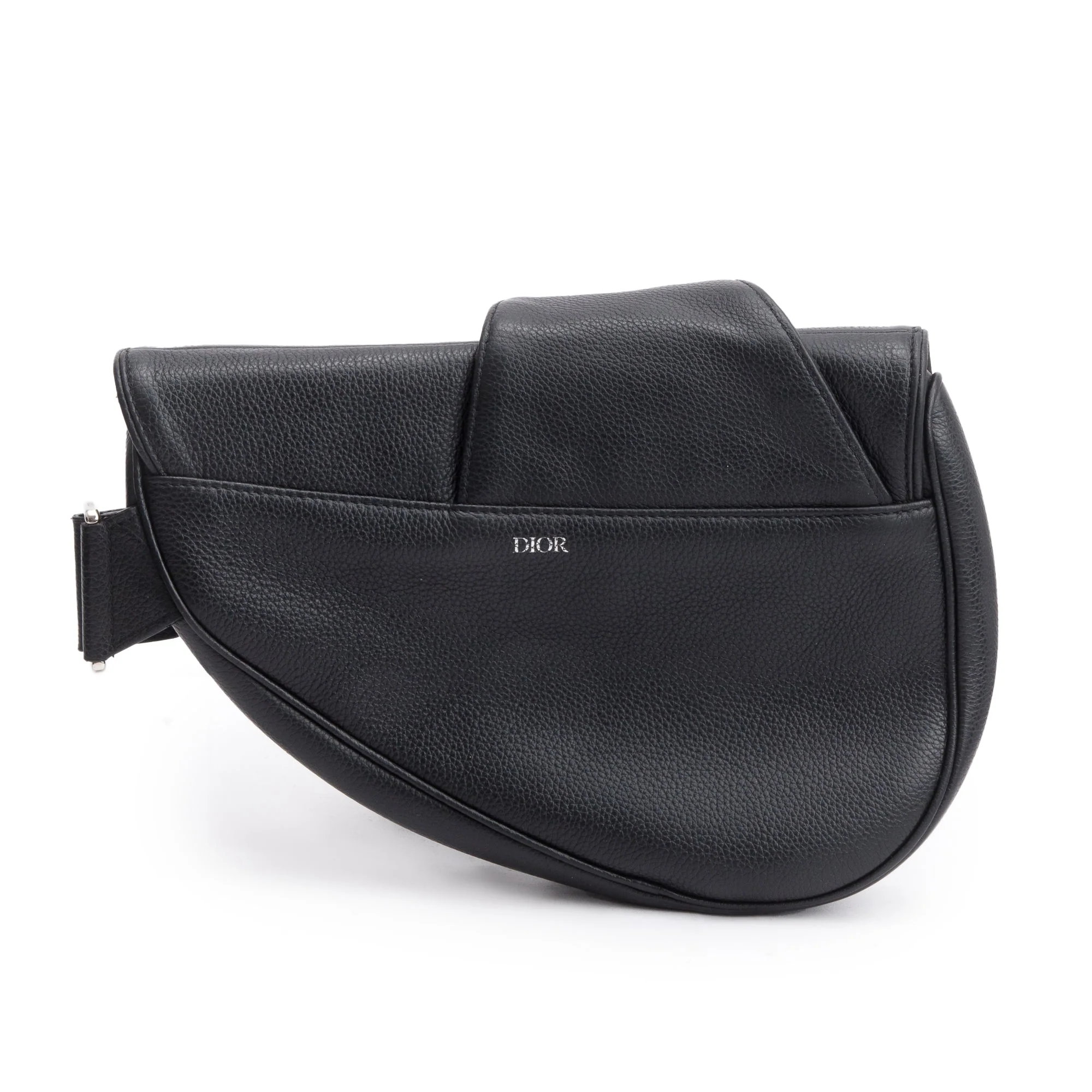 Christian Dior Black Grained Calfskin Leather Saddle Bag - Image 5