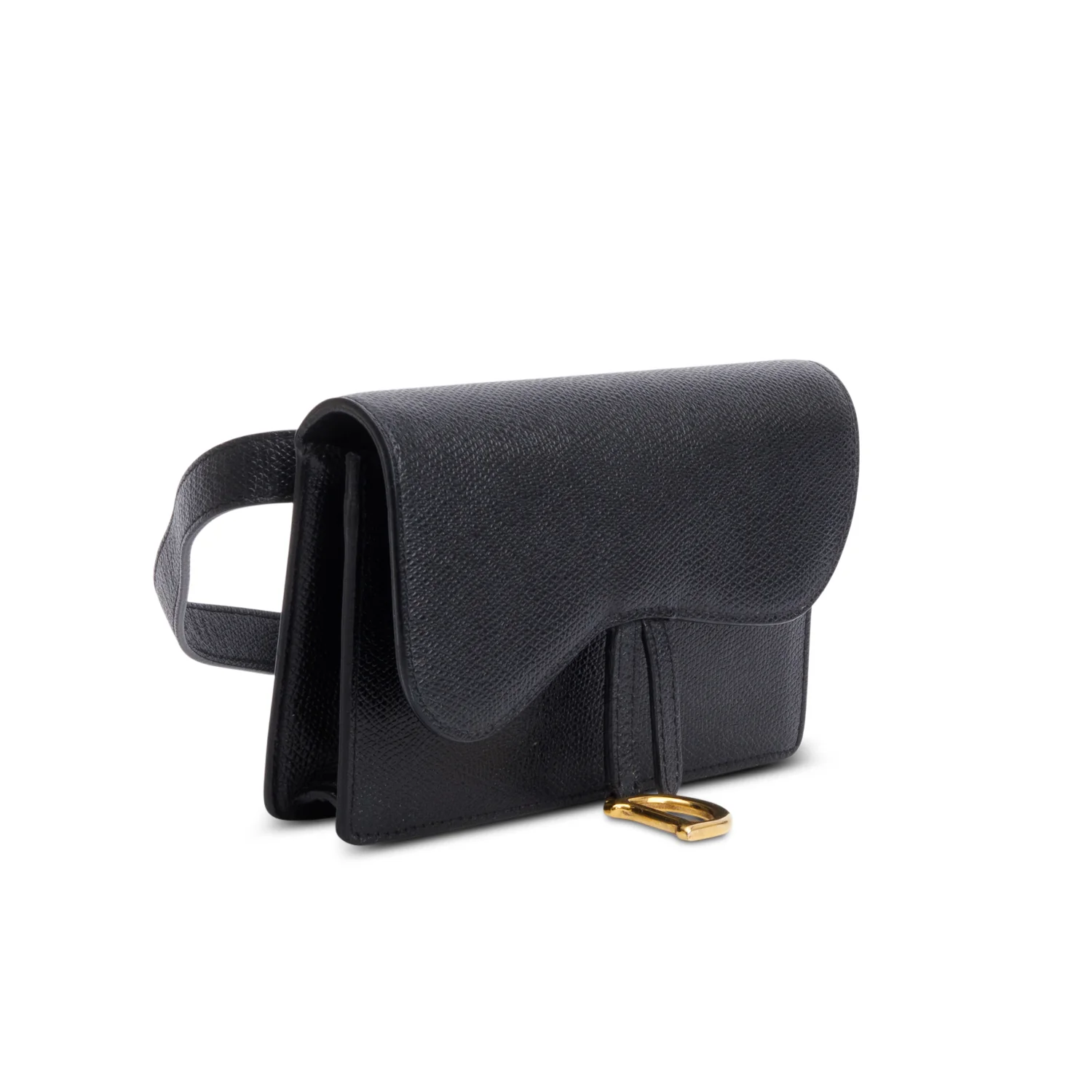 Christian Dior Black Grained Calfskin Saddle Belt Bag w/ Box & Receipt - Image 3