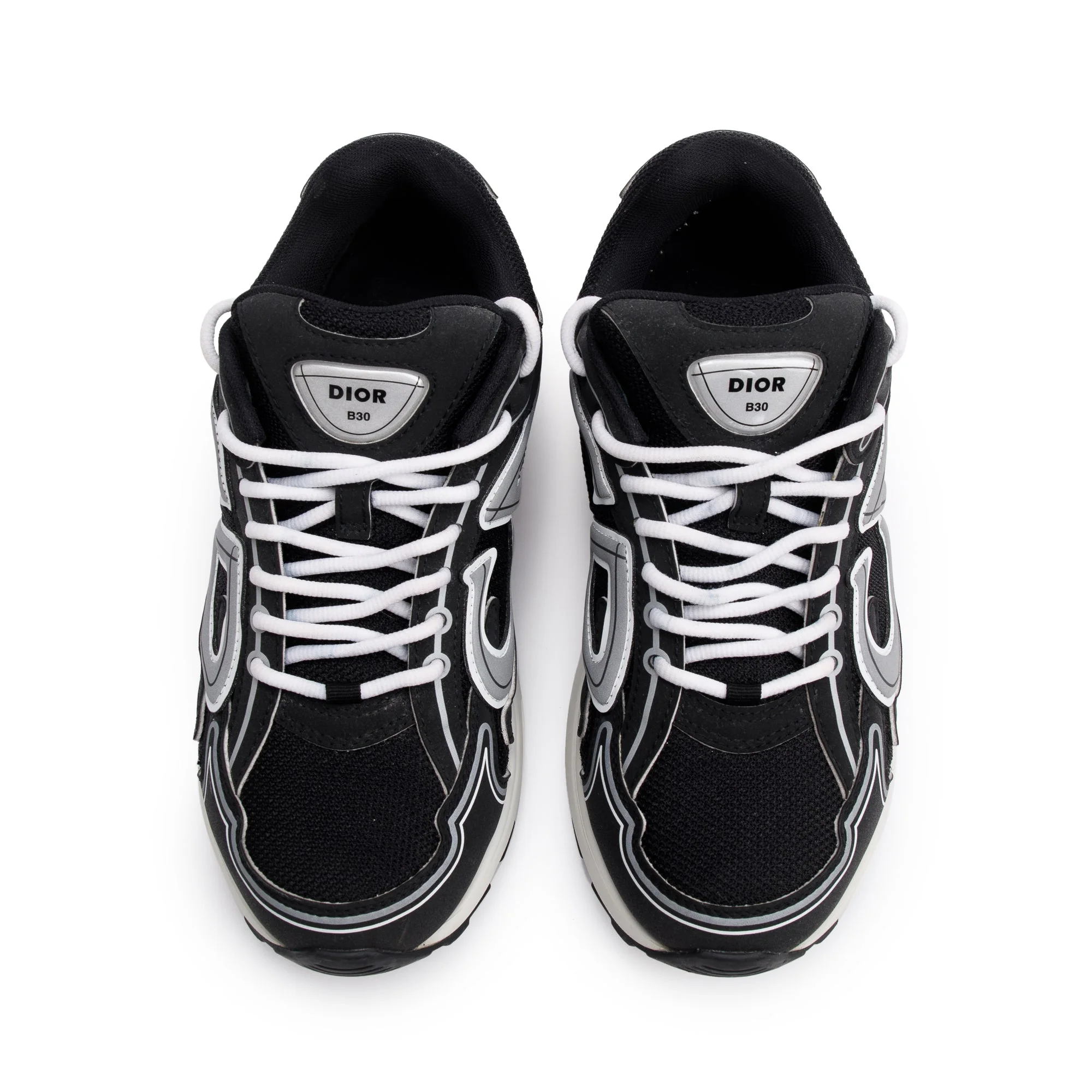Christian Dior Black/Grey Mesh Technical Fabric B30 Sneakers, Size 41 w/ Box - Image 3