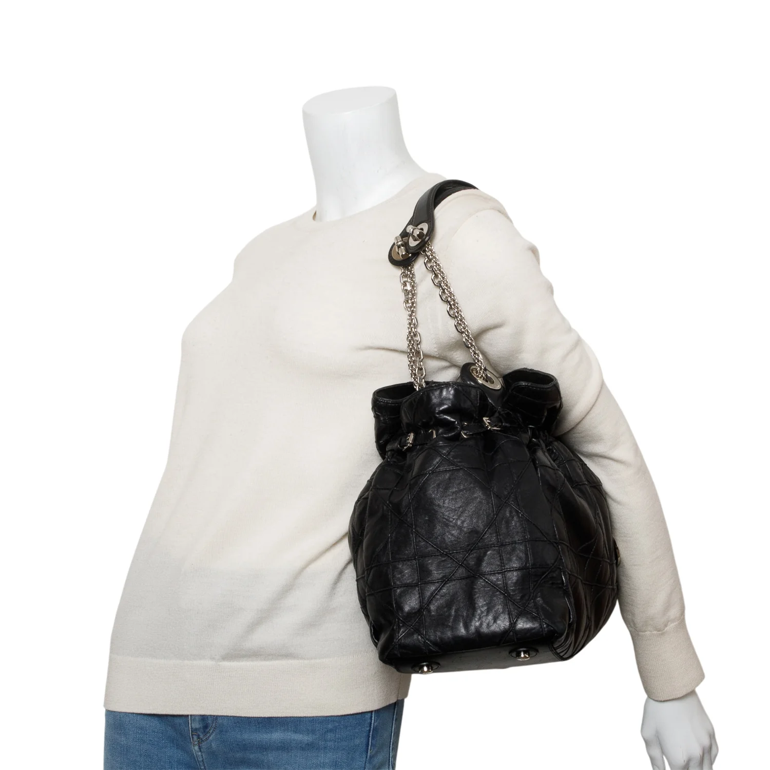 Christian Dior Black Lambskin Cannage Medium Le Trente Tote - Image 2