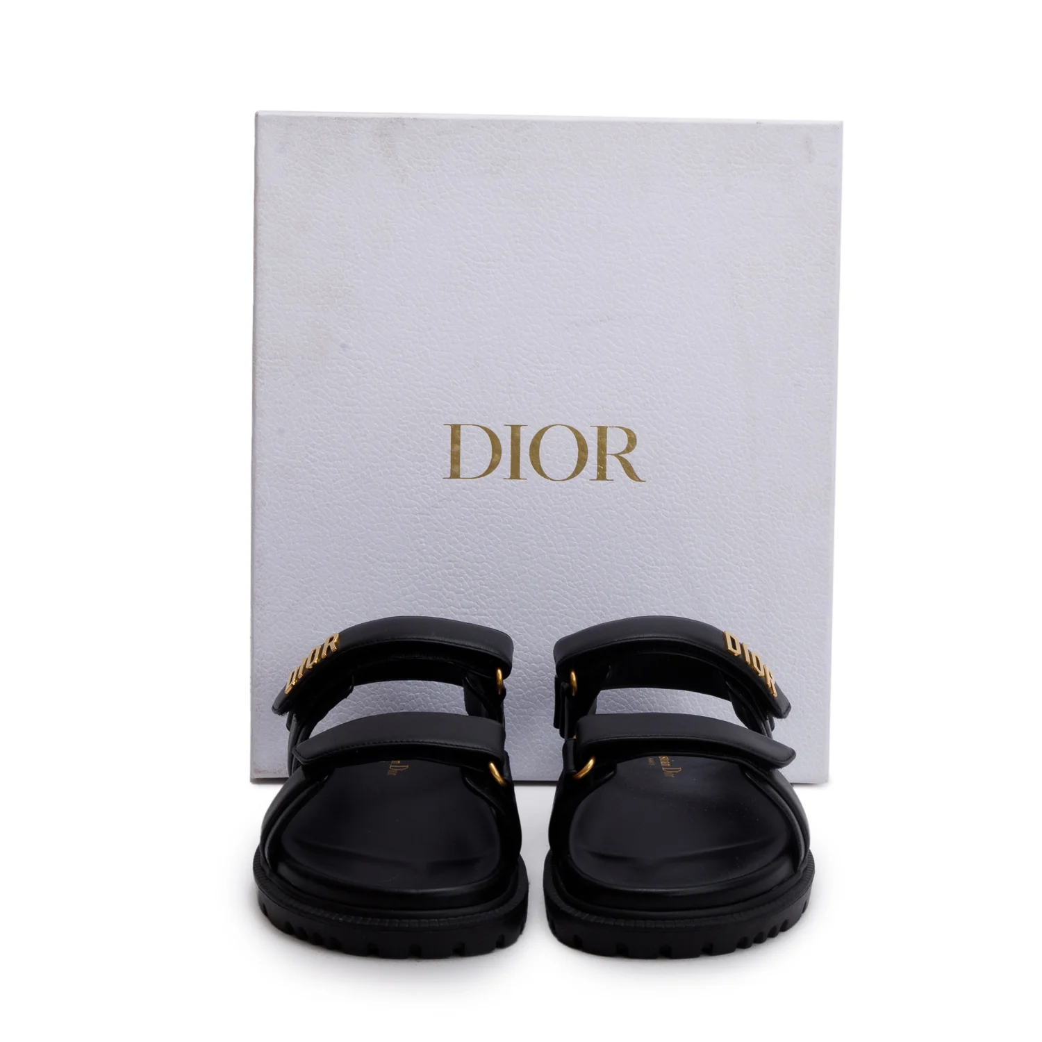 Christian Dior Black Lambskin Dioract 10mm Sandals, Size 39 w/ Box - Image 2