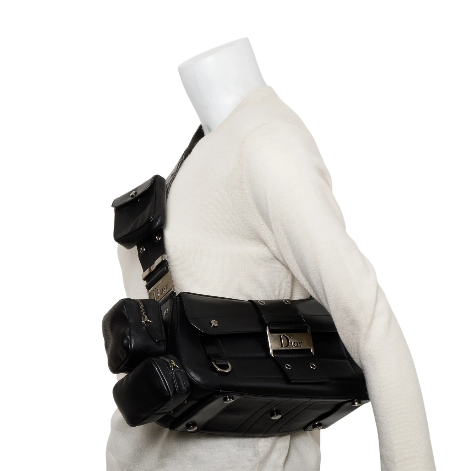 Christian Dior Black Leather Street Chic Columbus Cargo Shoulder Bag - Image 2