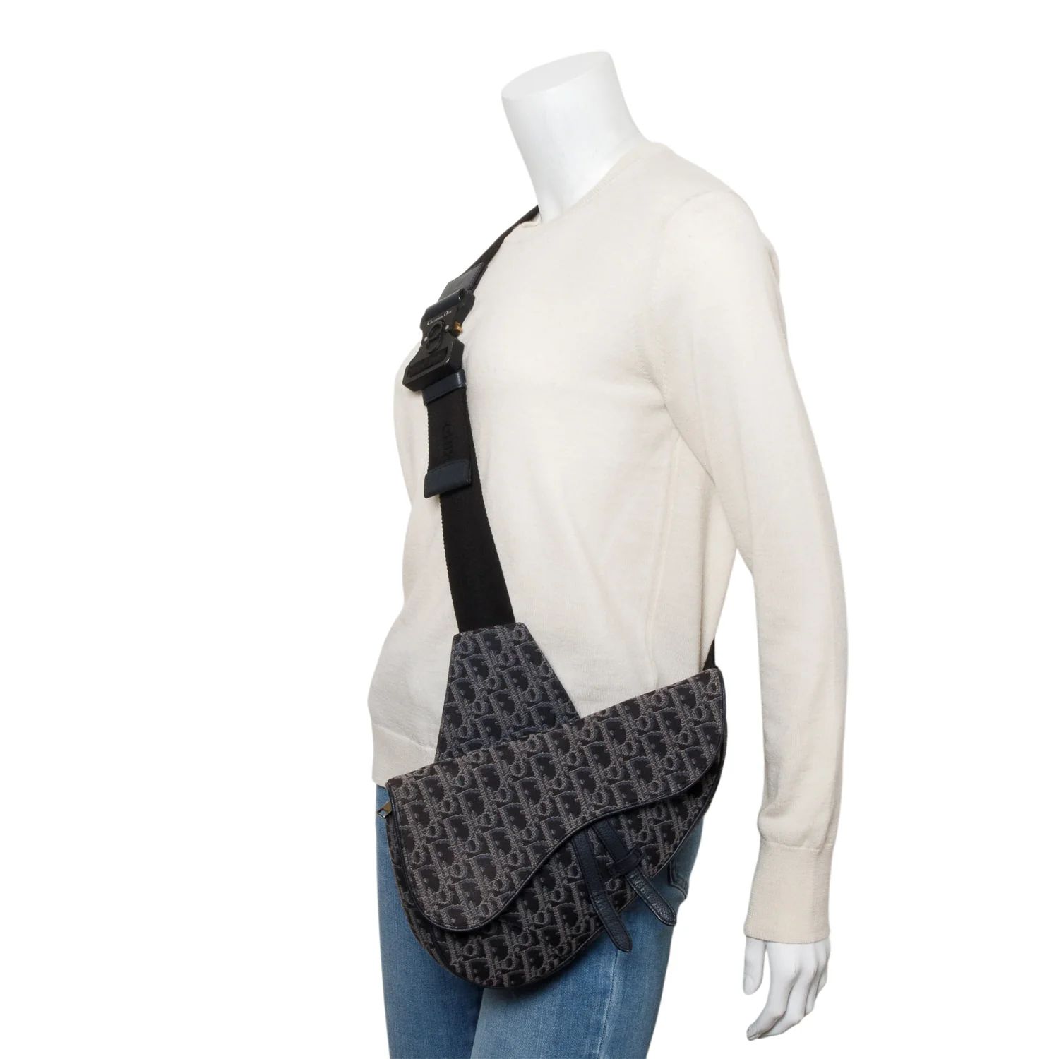 Christian Dior Black Oblique Jacquard Saddle Bag - Image 2