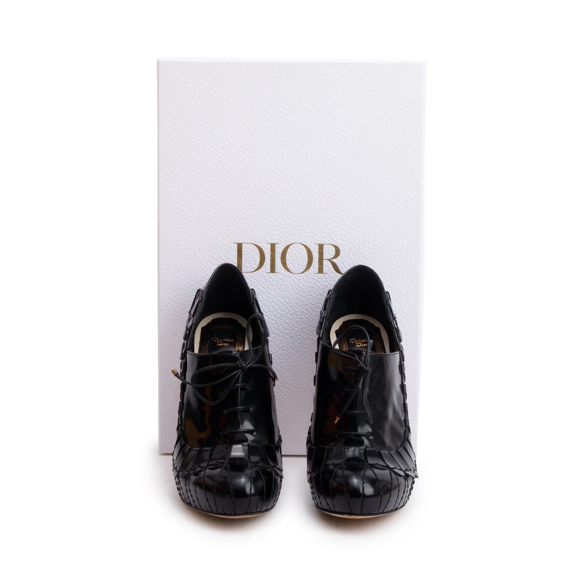 Christian Dior Black Patent Leather Bootie Pumps, Size 36 w/ Box - Image 2