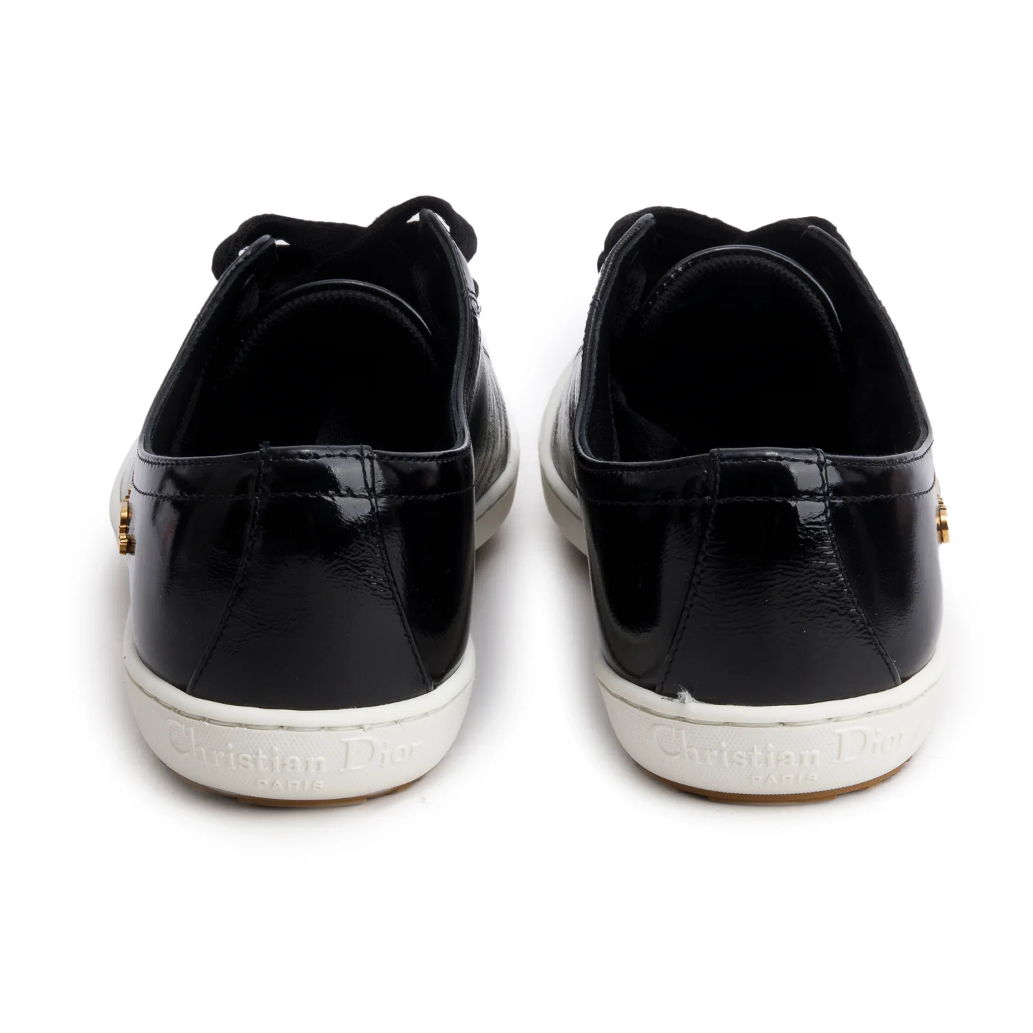 Christian Dior Black Patent Leather Dior Lucky Sneakers, Size 36 w/ Box - Image 5