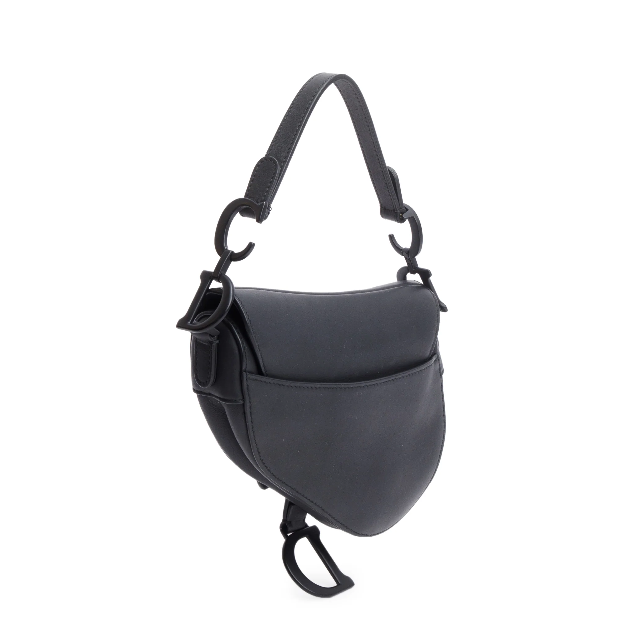 Christian Dior Black Ultramatte Calfskin Leather Mini Saddle Bag - Image 4